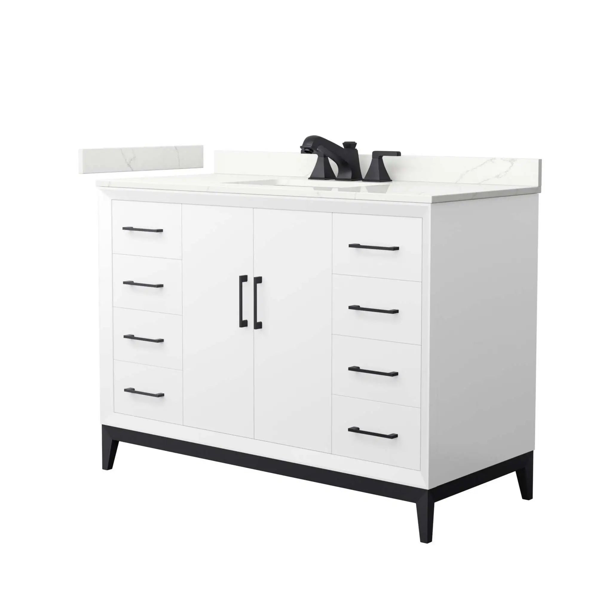 48" Amici Single Bathroom Vanity in White with Matte Black Trim by Wyndham