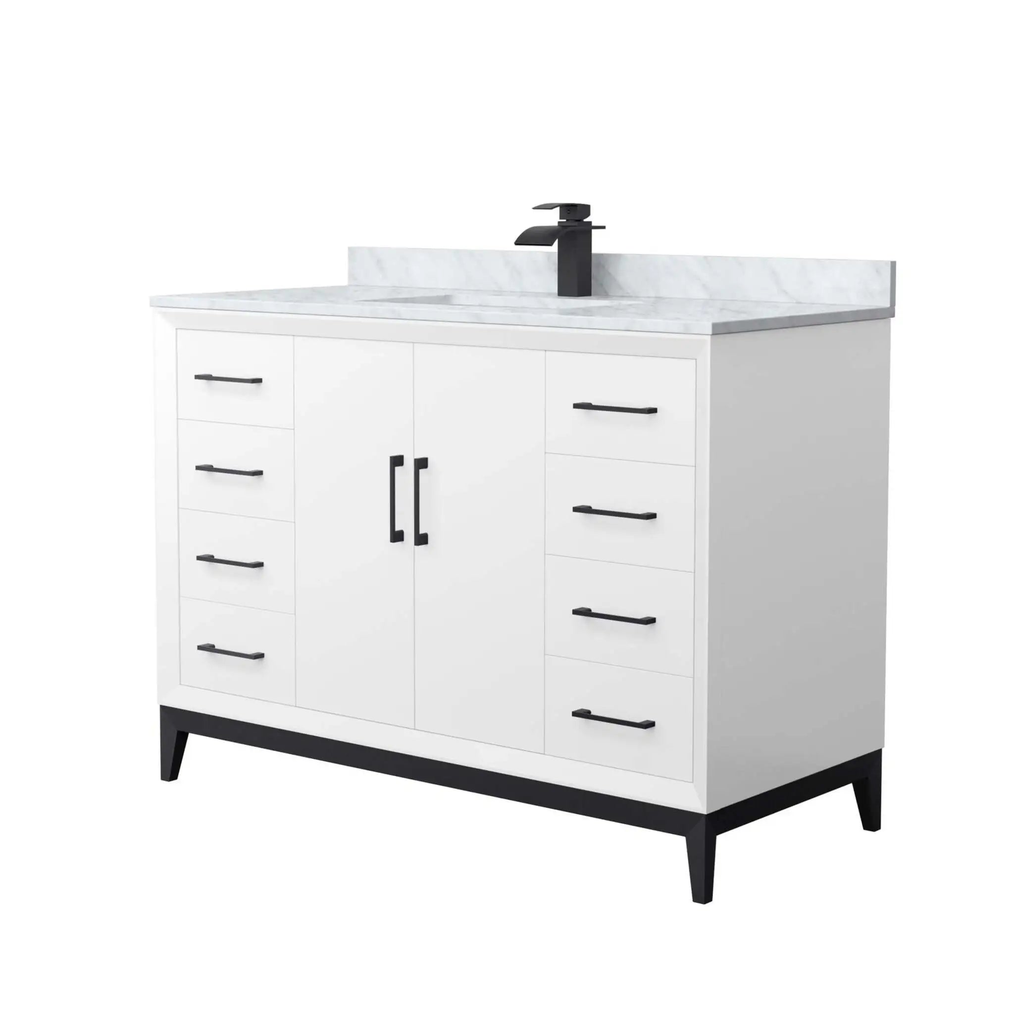 48" Amici Single Bathroom Vanity in White with Matte Black Trim by Wyndham