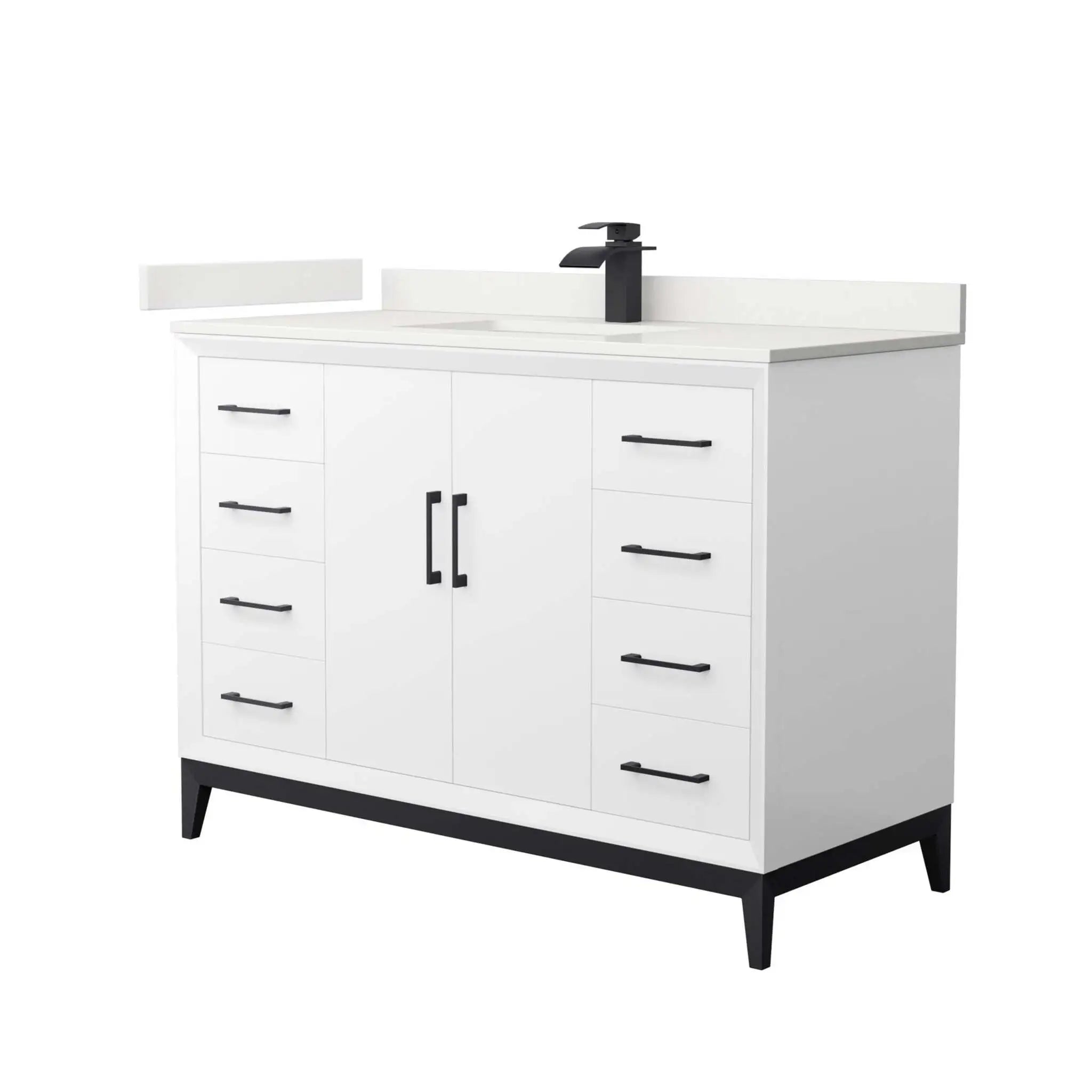 48" Amici Single Bathroom Vanity in White with Matte Black Trim by Wyndham