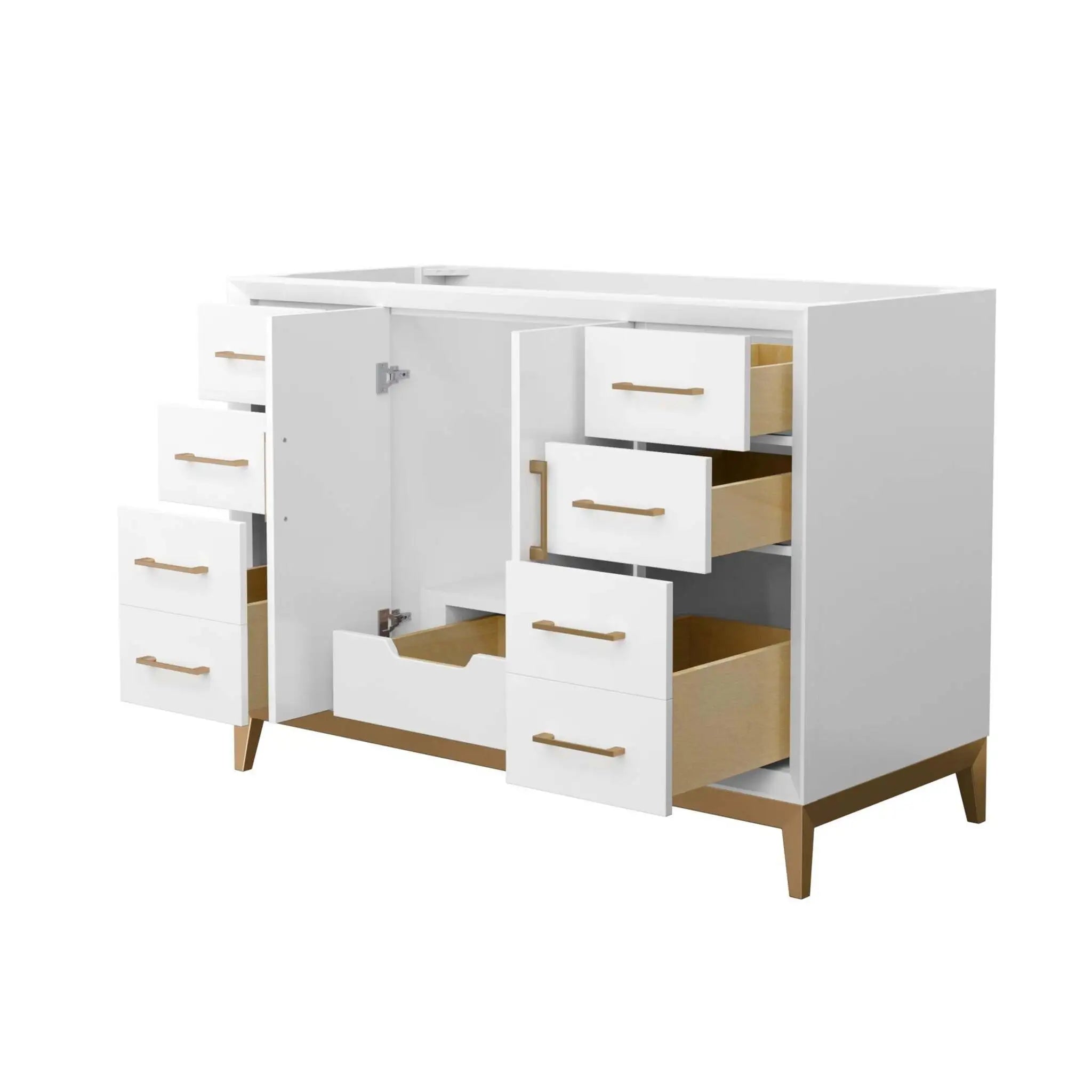 48" Amici Single Bathroom Vanity in White with Satin Bronze Trim by Wyndham