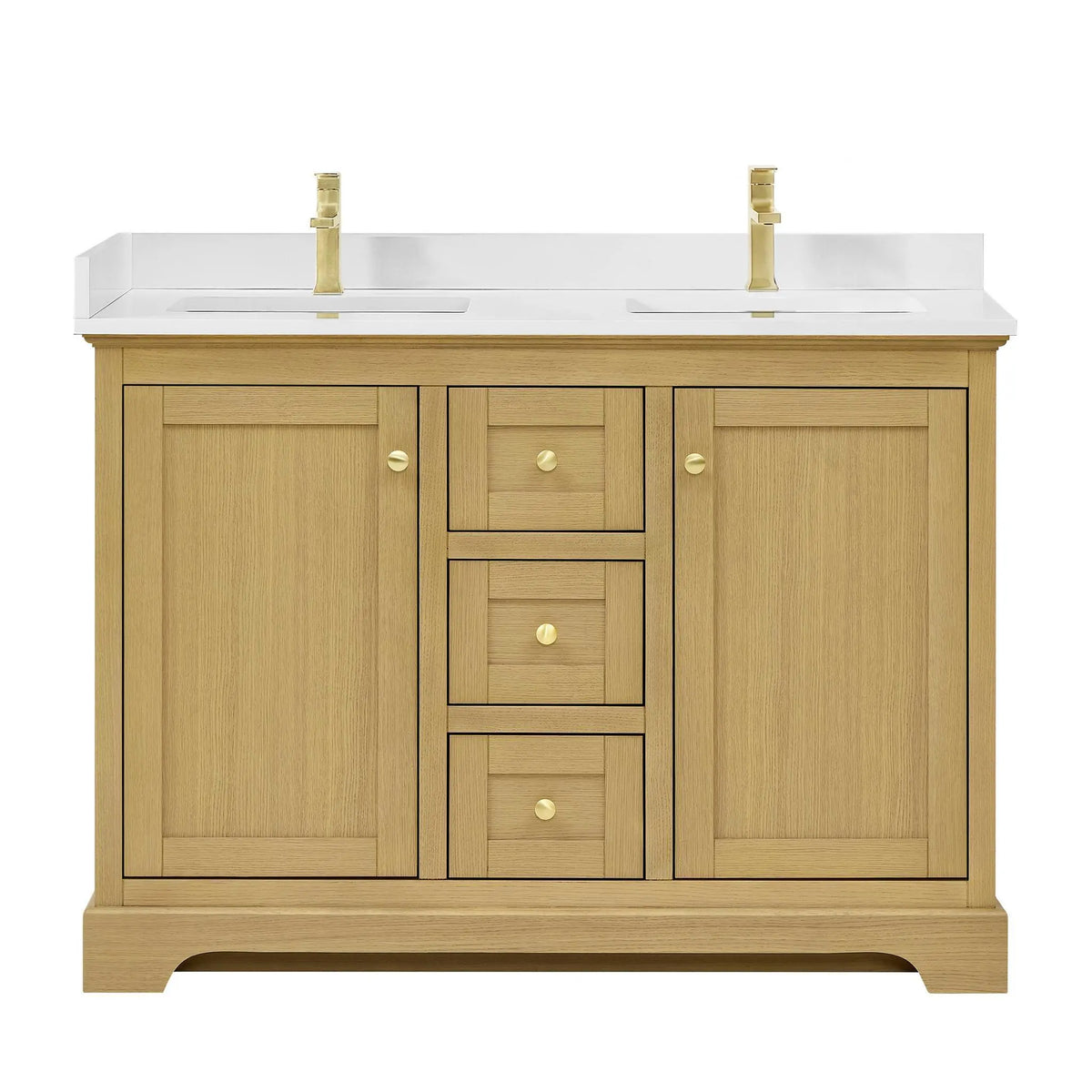 48" Avery Double Bathroom Vanity Honey Oak Brushed Gold Trim by wyndham View 31
