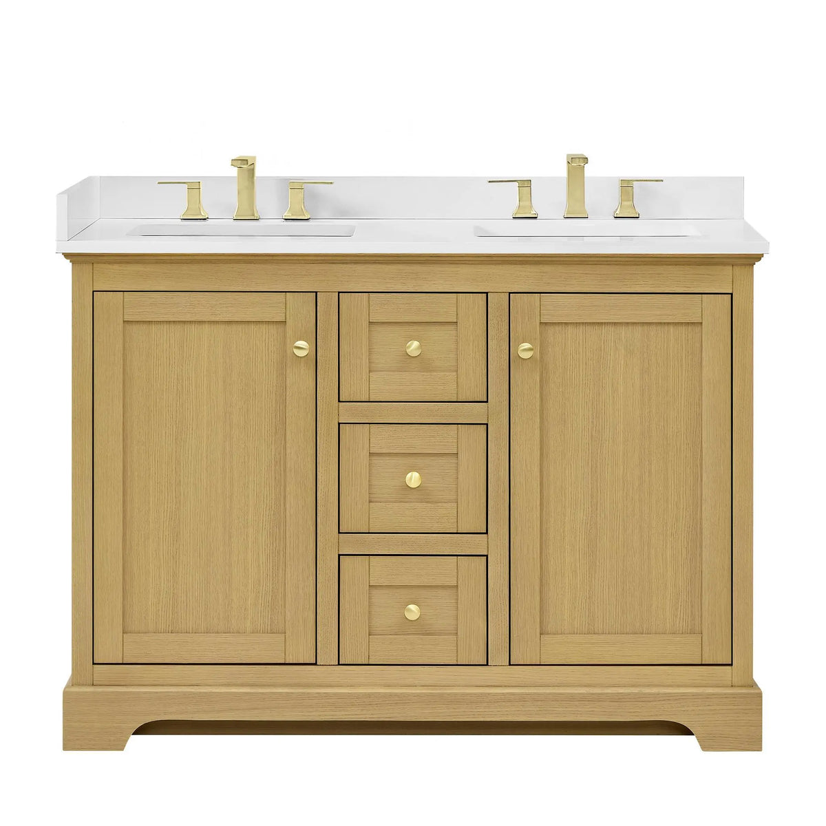 48" Avery Double Bathroom Vanity Honey Oak Brushed Gold Trim by wyndham View 36