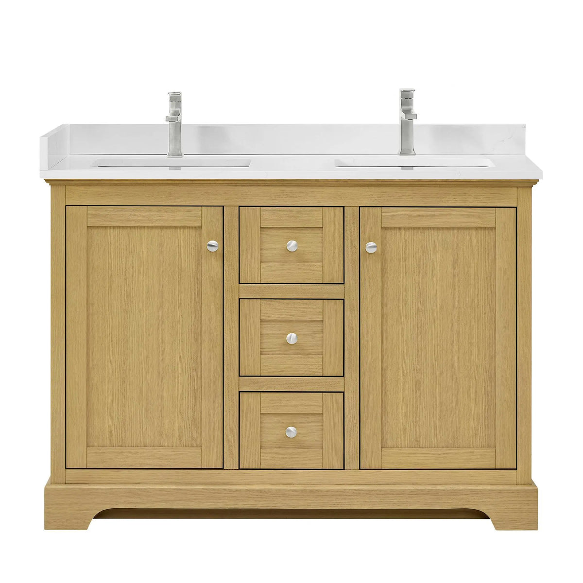 48" Avery Double Bathroom Vanity Honey Oak Polished Chrome Trim by wyndham View 11