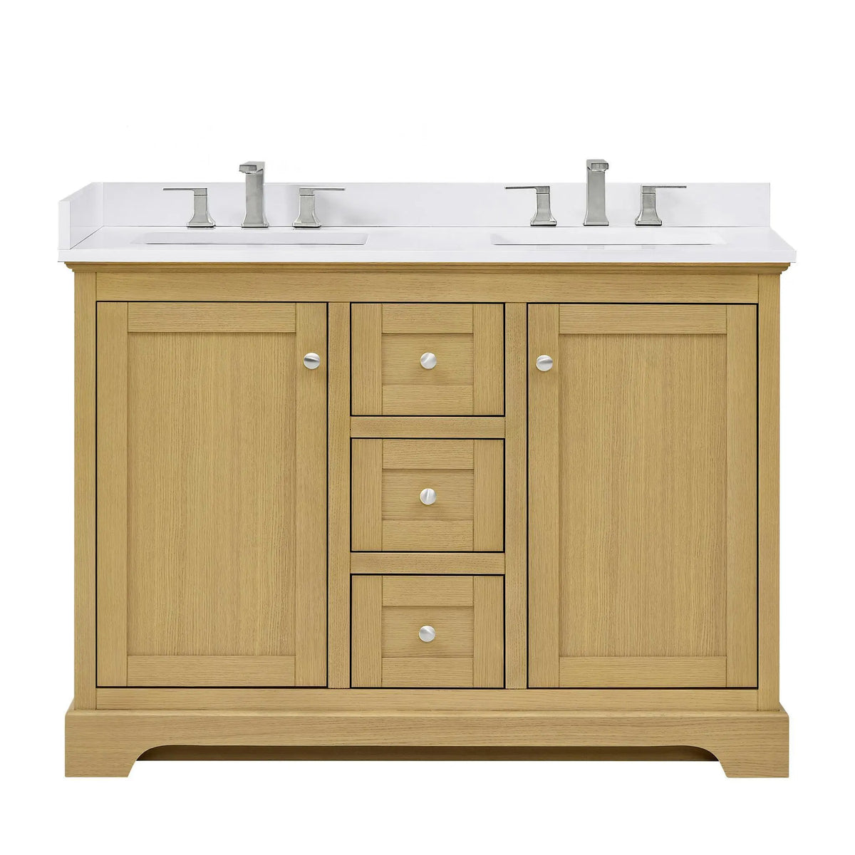 48" Avery Double Bathroom Vanity Honey Oak Polished Chrome Trim by wyndham View 26