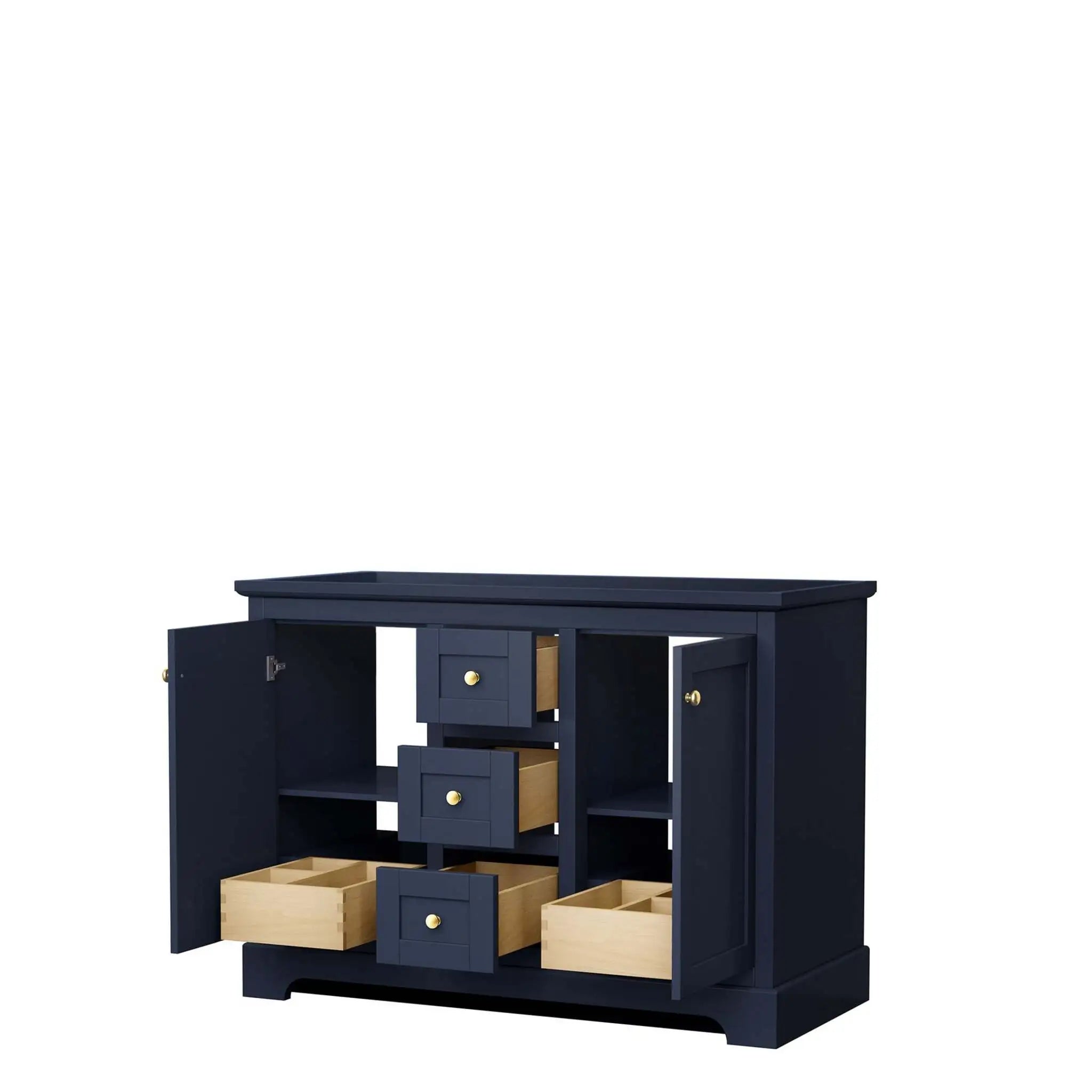 48" Avery Double Bathroom Vanity in Dark Blue with Brushed Gold Trim by Wyndham