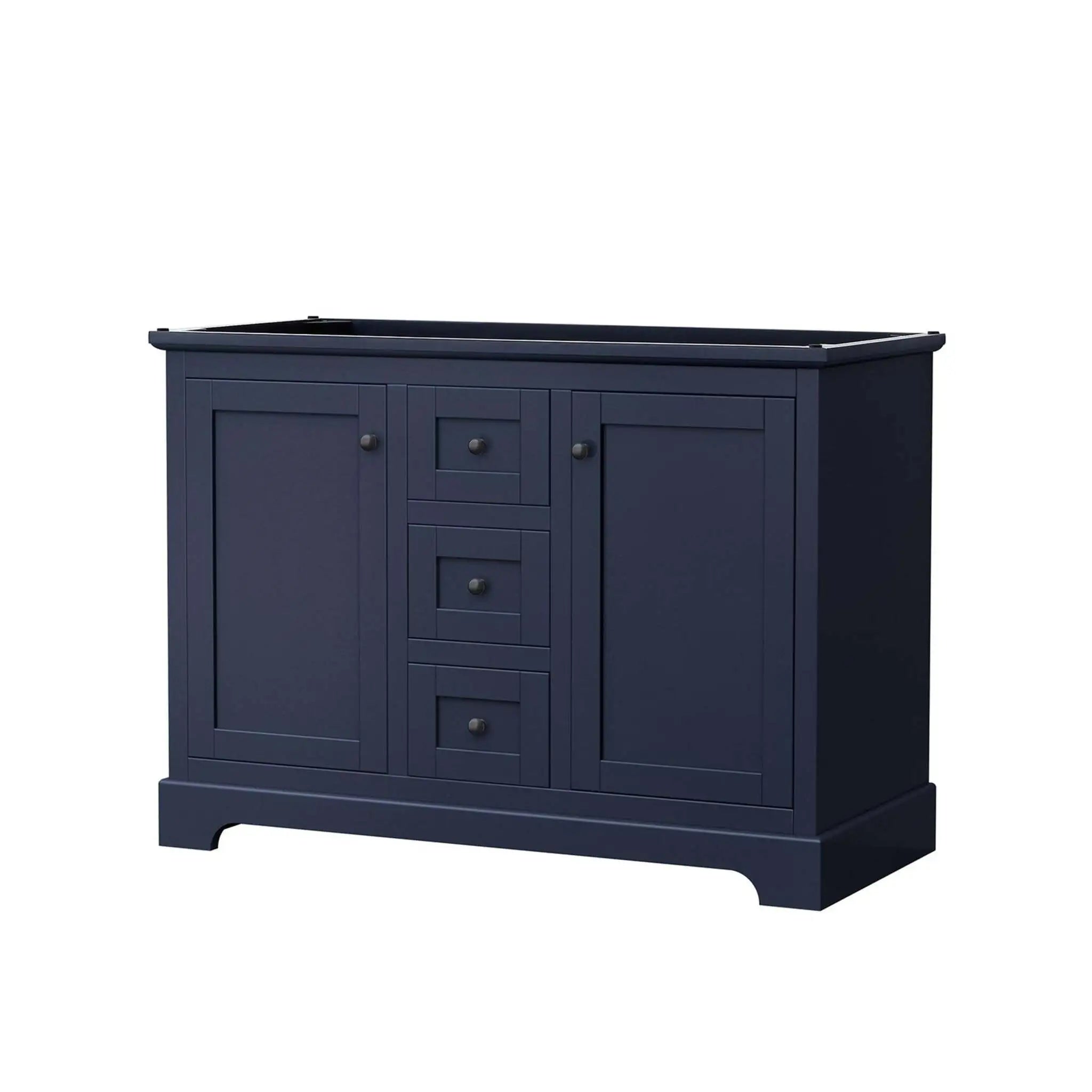 48" Avery Double Bathroom Vanity in Dark Blue with Matte Black Trim by Wyndham