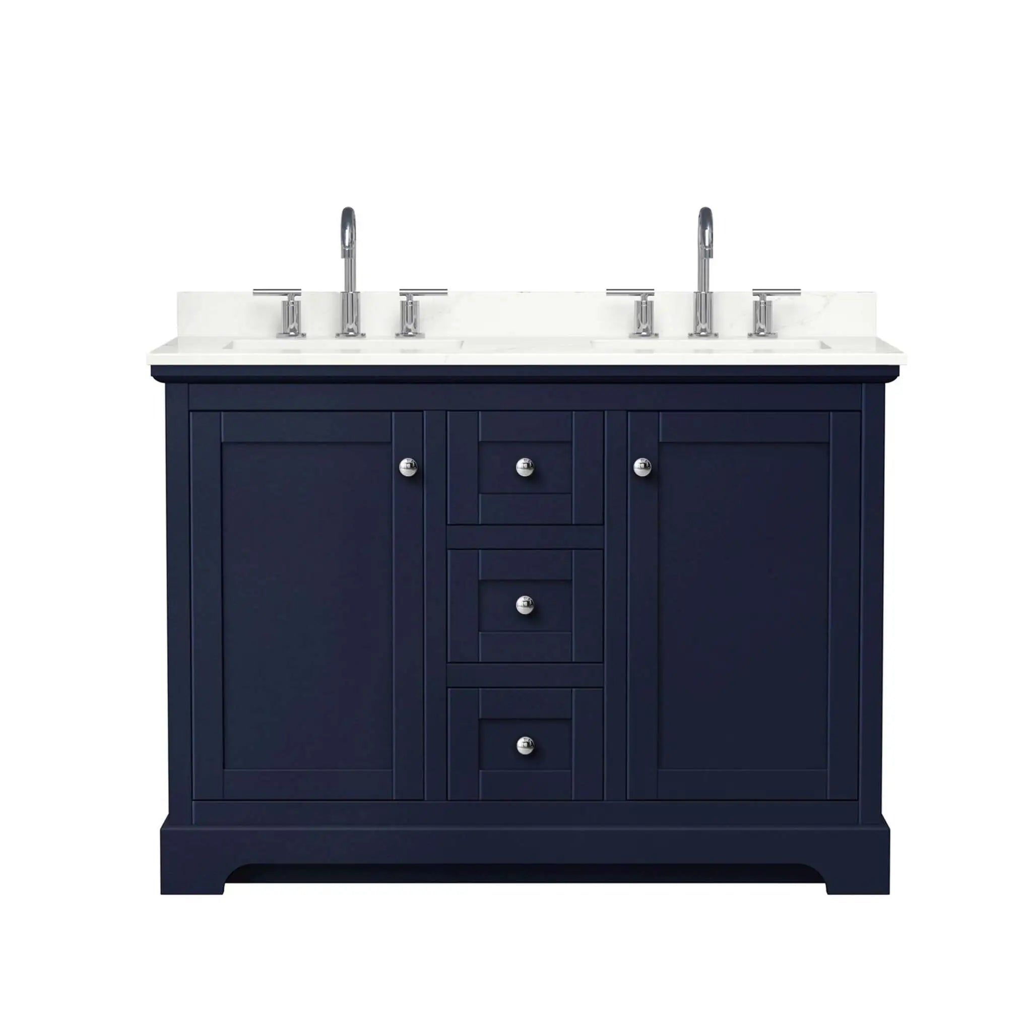 48" Avery Double Bathroom Vanity in Dark Blue with Polished Chrome Trim by Wyndham