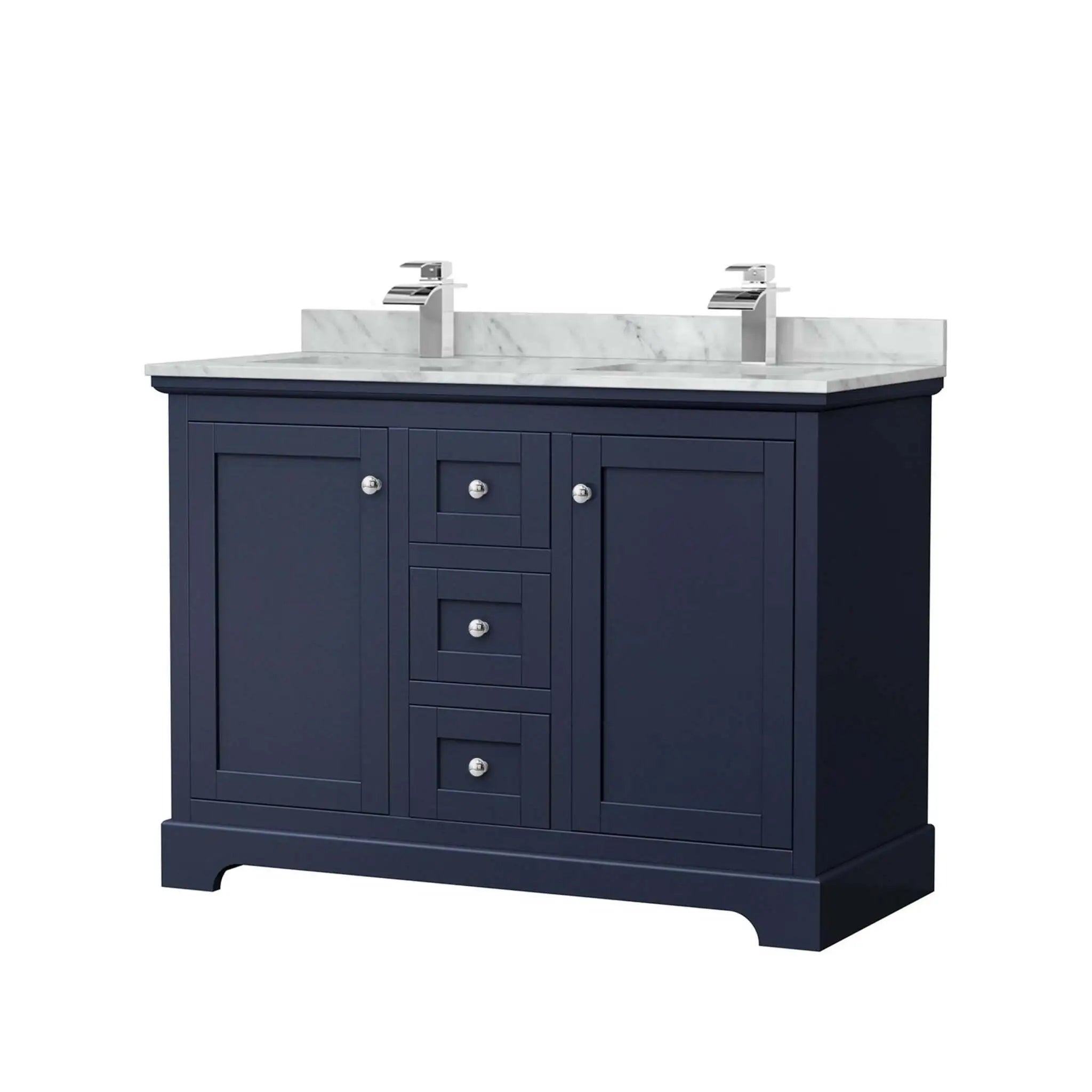 48" Avery Double Bathroom Vanity in Dark Blue with Polished Chrome Trim by Wyndham