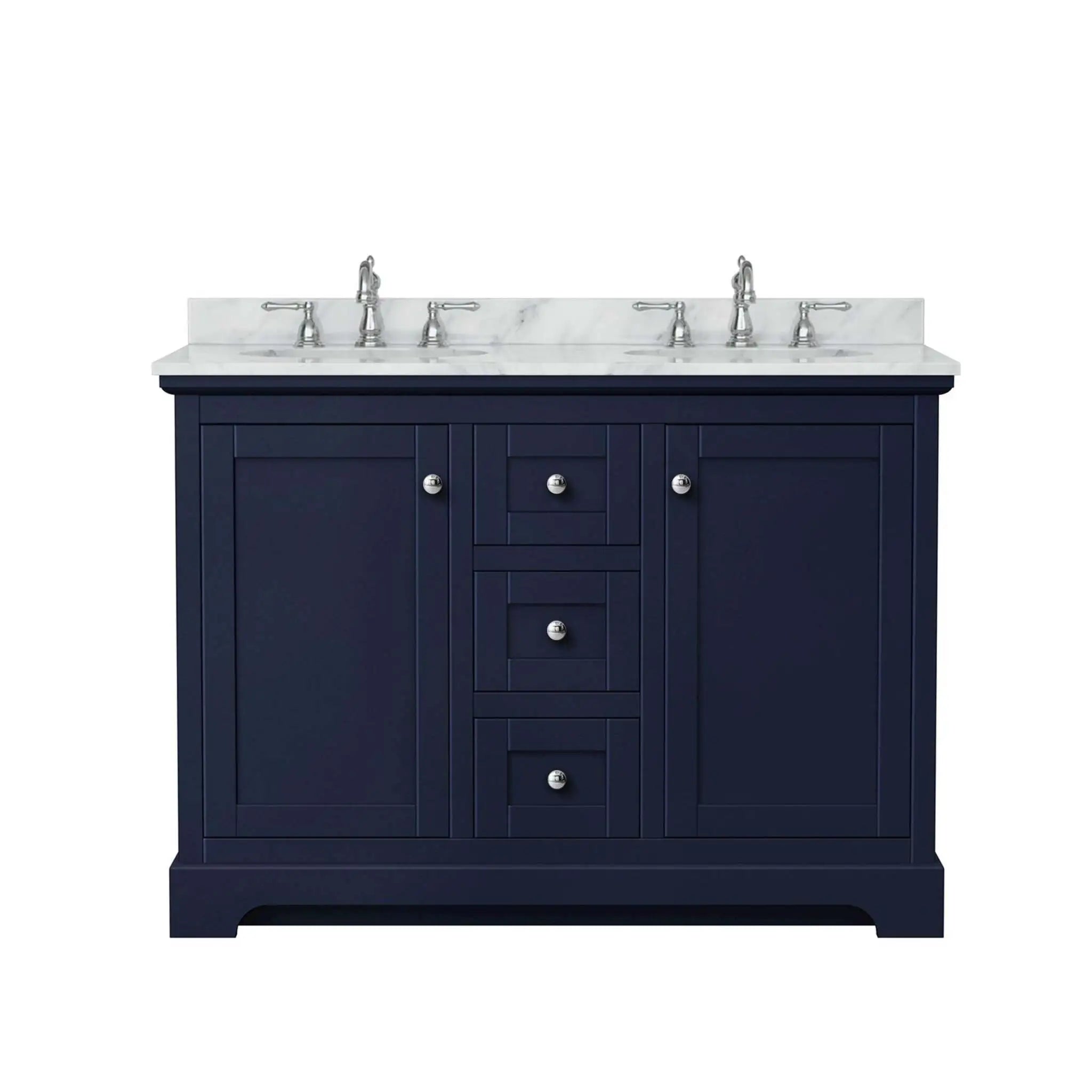48" Avery Double Bathroom Vanity in Dark Blue with Polished Chrome Trim by Wyndham