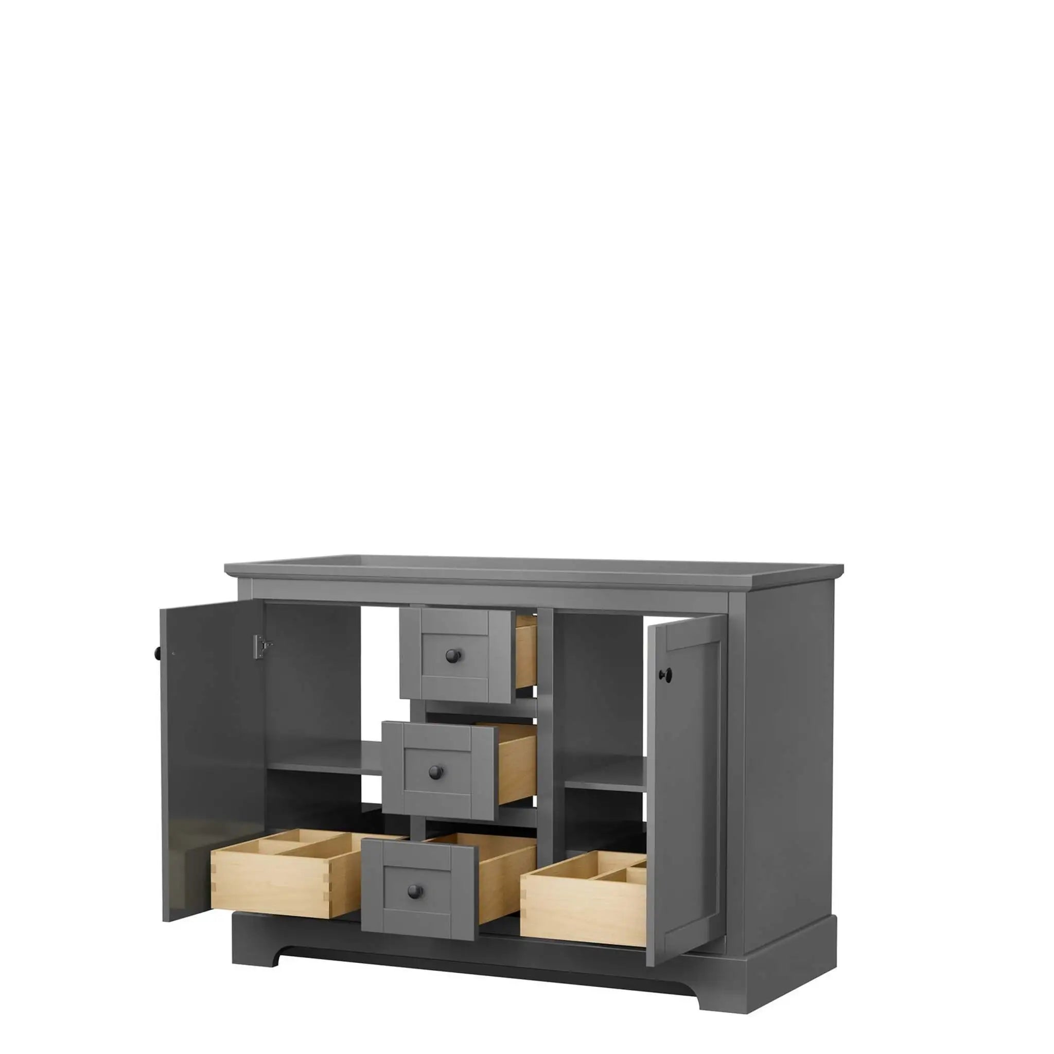 48" Avery Double Bathroom Vanity in Dark Gray with Matte Black Trim by Wyndham