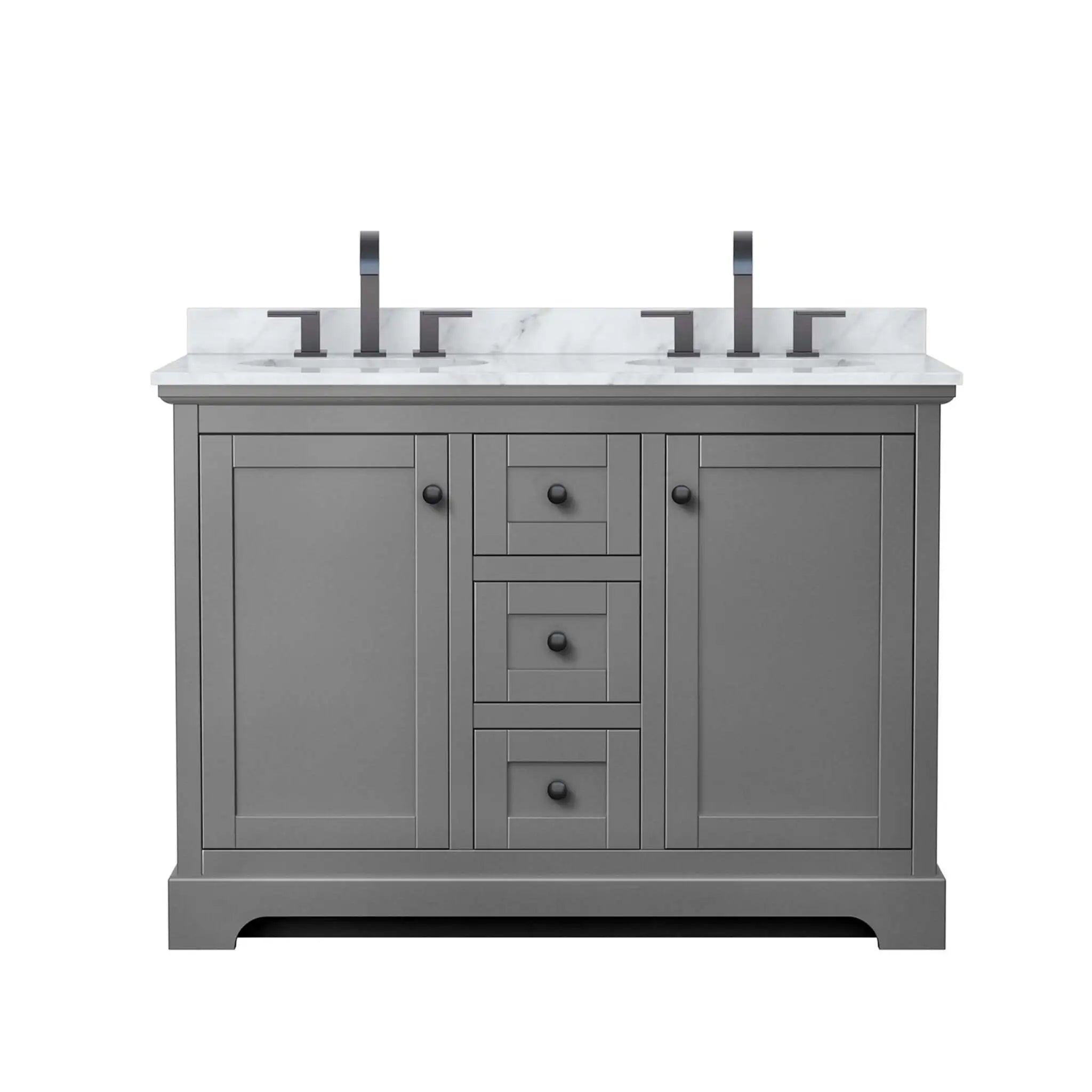 48" Avery Double Bathroom Vanity in Dark Gray with Matte Black Trim by Wyndham