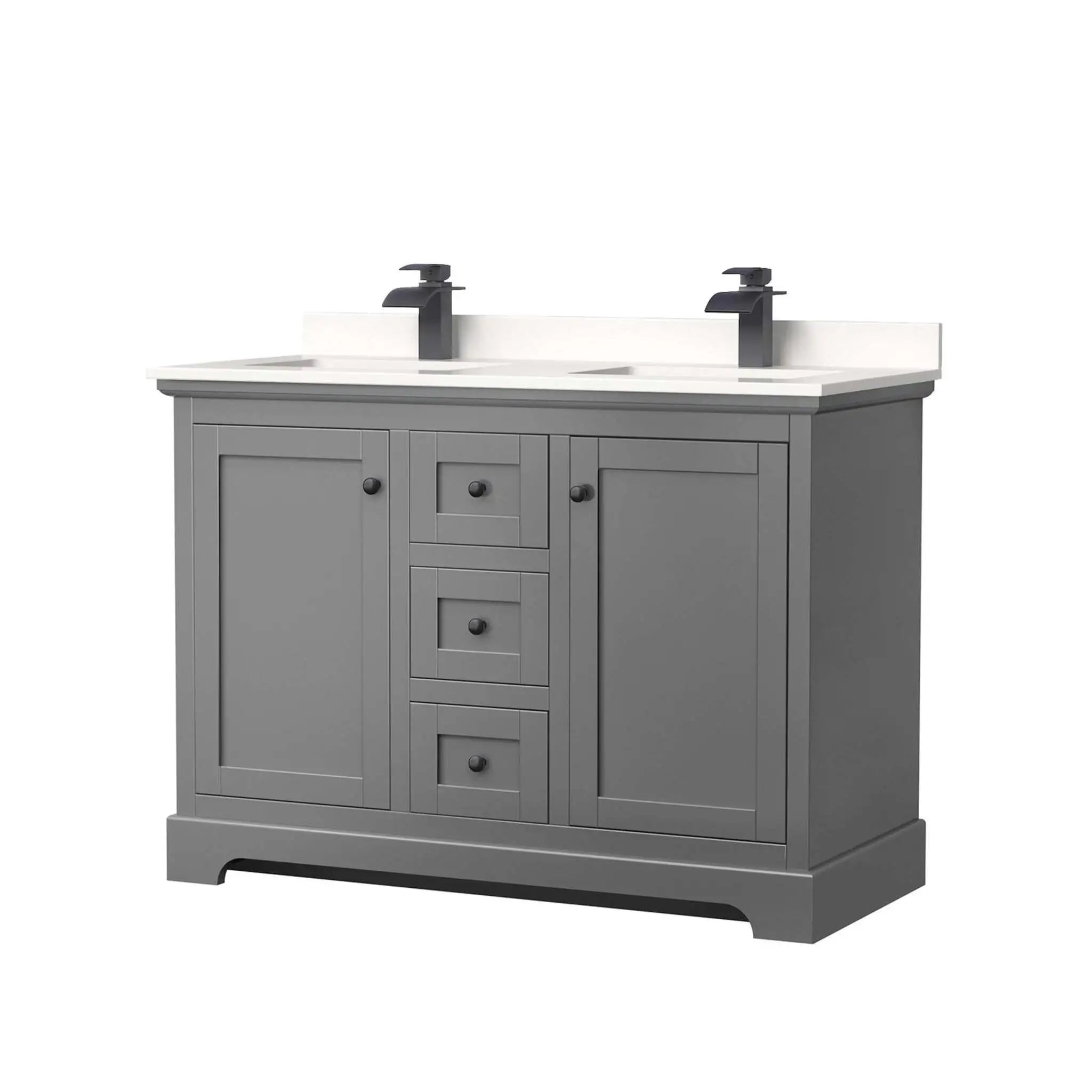 48" Avery Double Bathroom Vanity in Dark Gray with Matte Black Trim by Wyndham