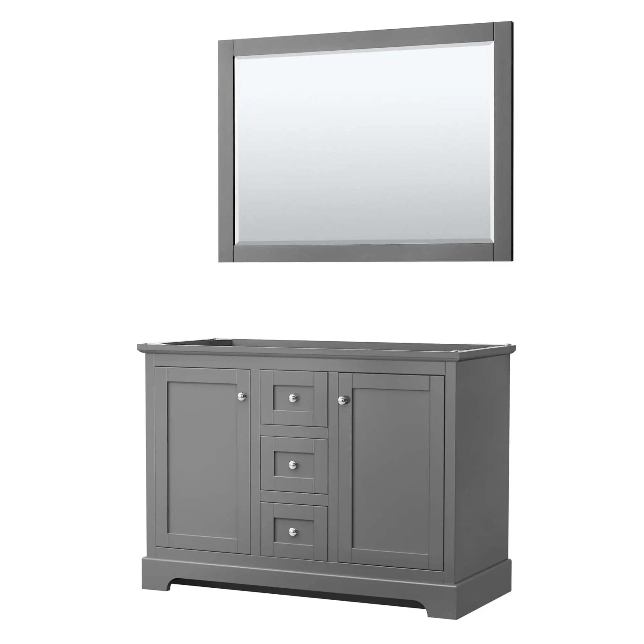 48" Avery Double Bathroom Vanity in Dark Gray with Polished Chrome Trim & 46" Mirror by Wyndham