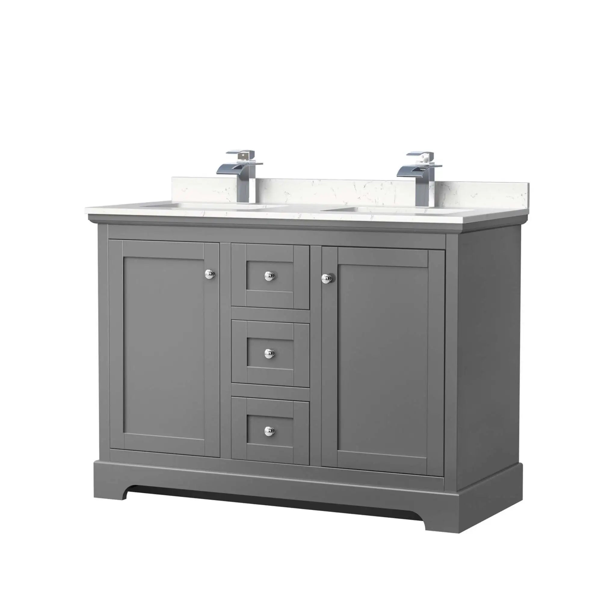 48" Avery Double Bathroom Vanity in Dark Gray with Polished Chrome Trim by Wyndham