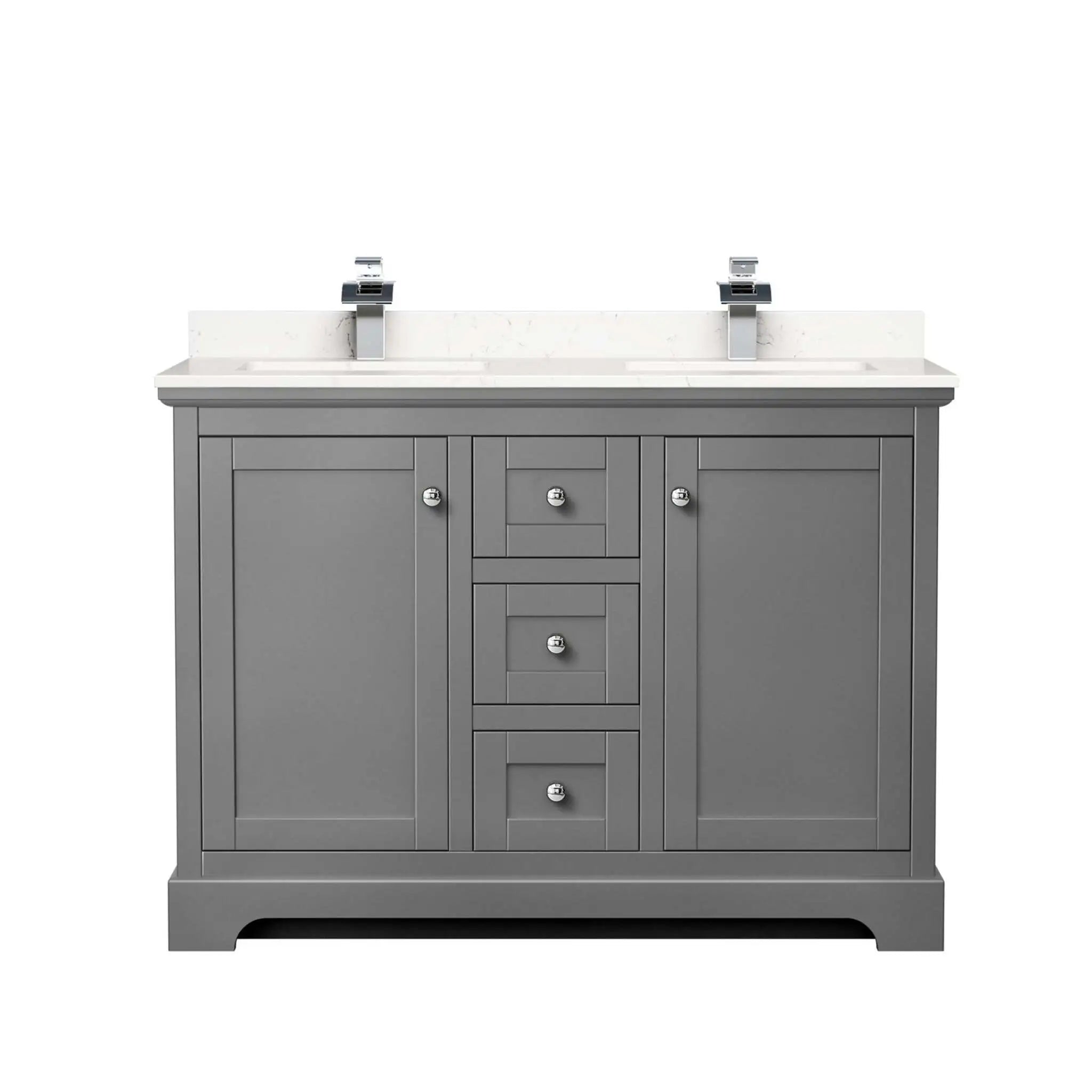 48" Avery Double Bathroom Vanity in Dark Gray with Polished Chrome Trim by Wyndham