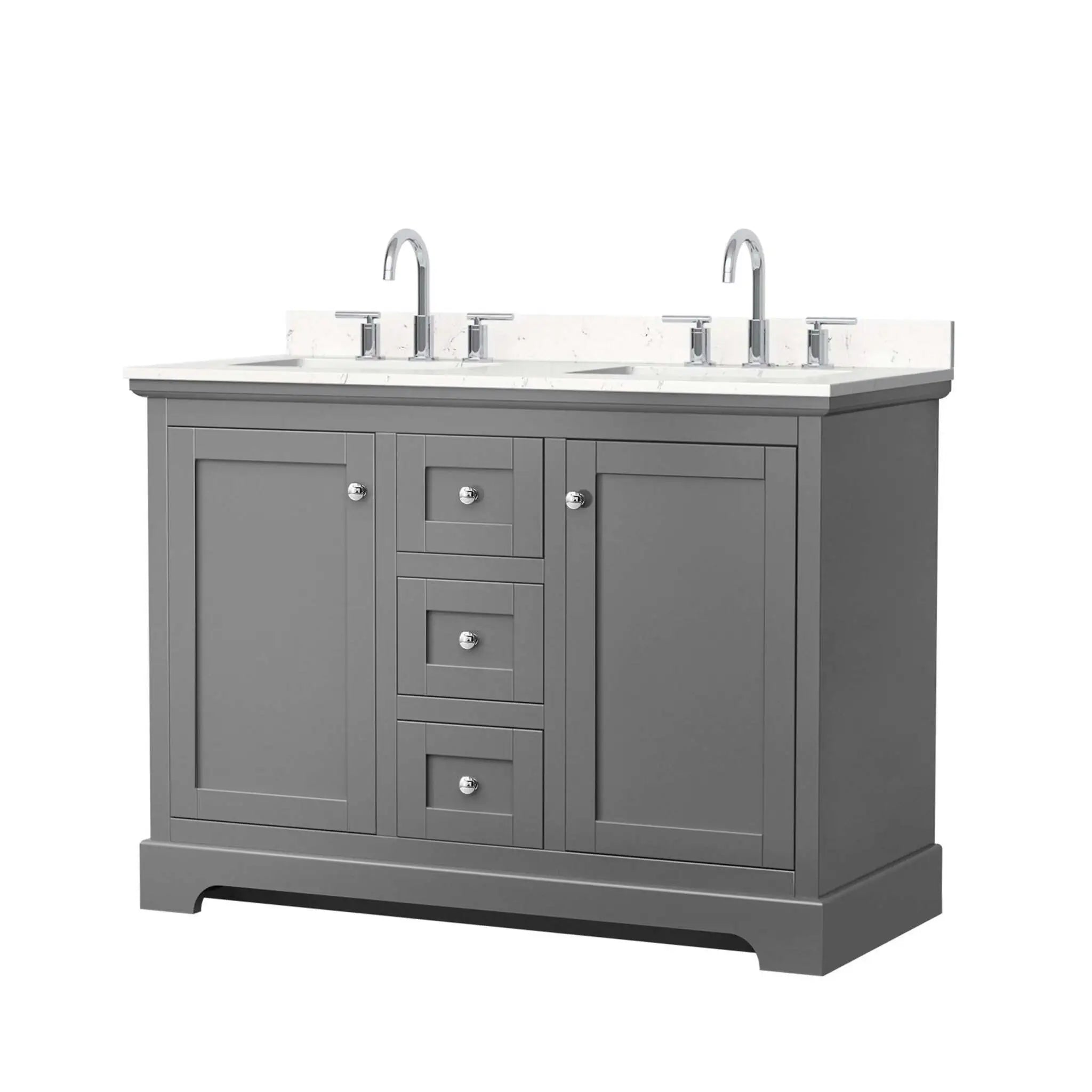 48" Avery Double Bathroom Vanity in Dark Gray with Polished Chrome Trim by Wyndham