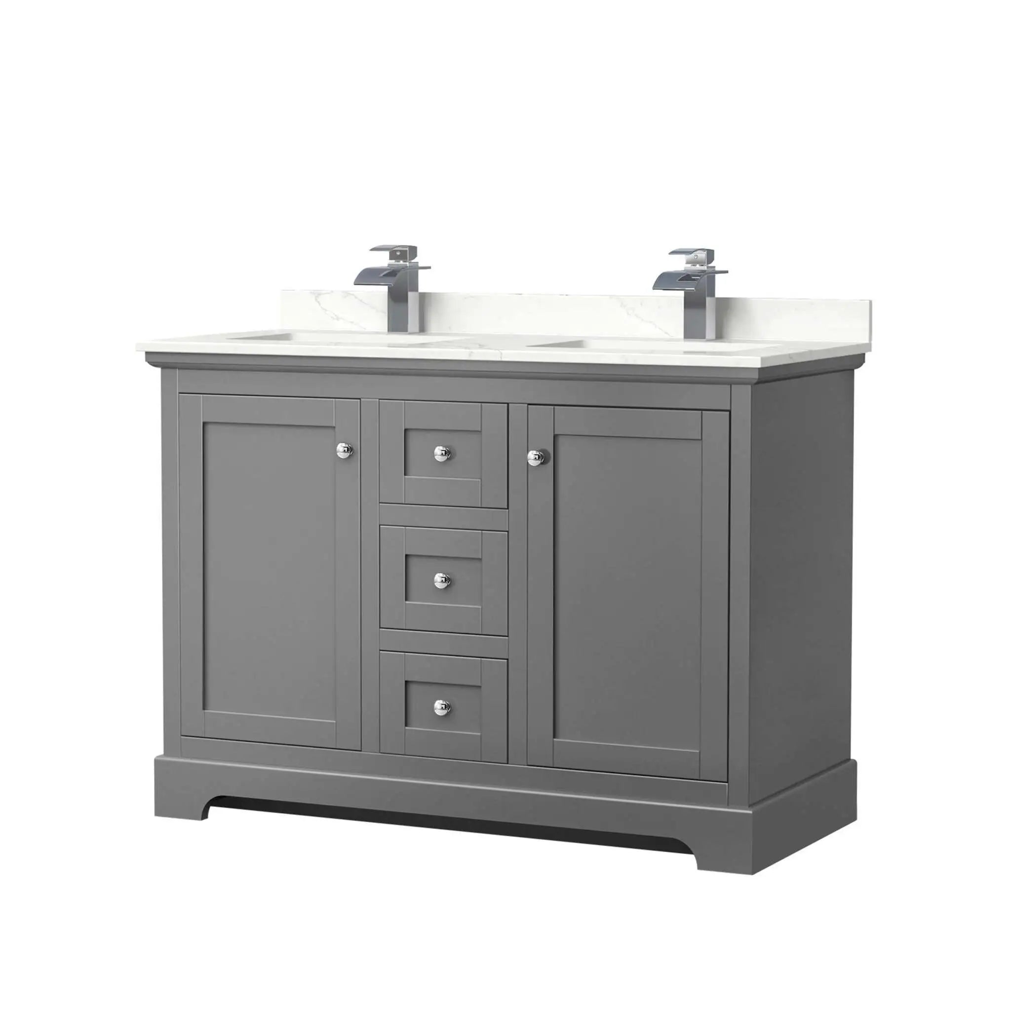 48" Avery Double Bathroom Vanity in Dark Gray with Polished Chrome Trim by Wyndham
