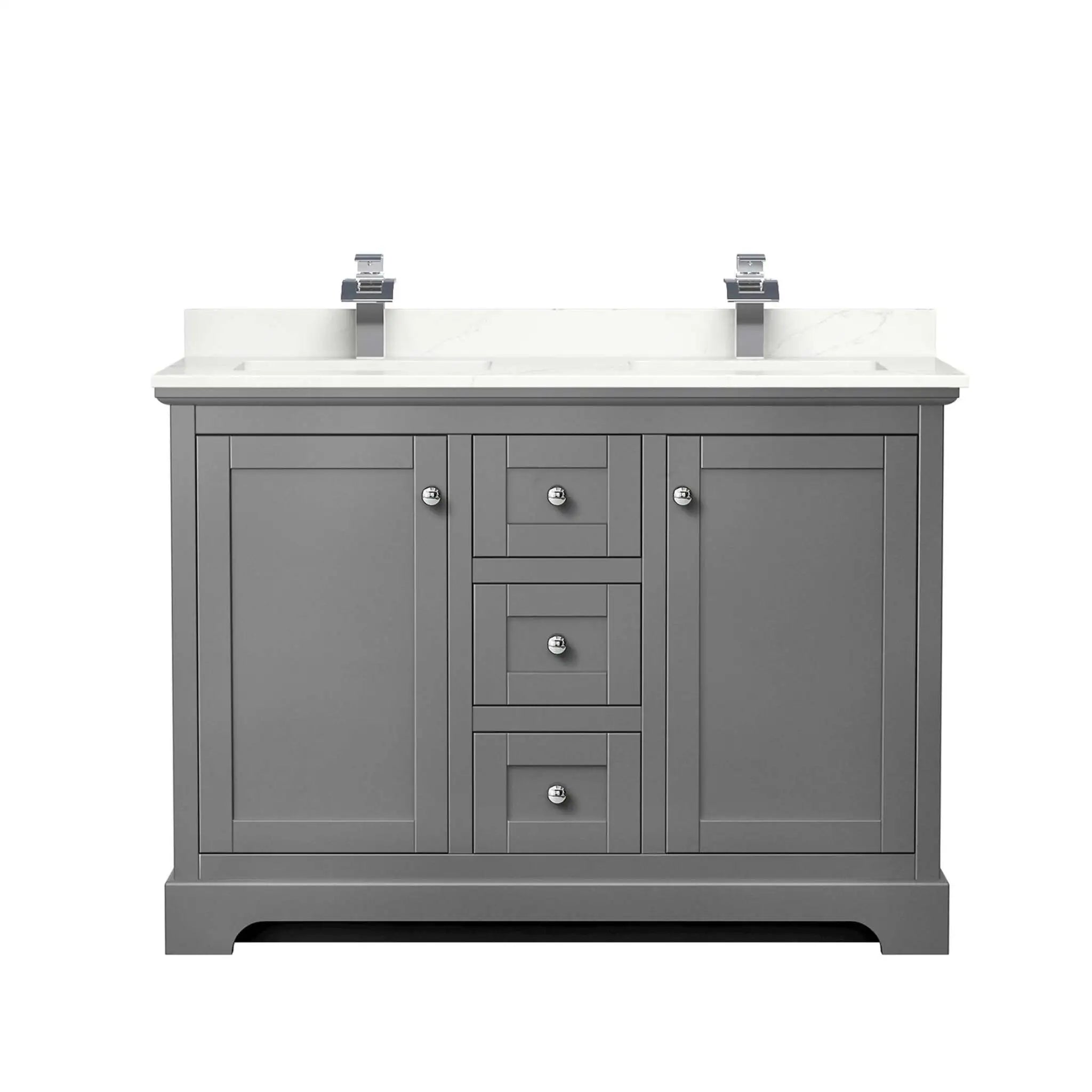 48" Avery Double Bathroom Vanity in Dark Gray with Polished Chrome Trim by Wyndham