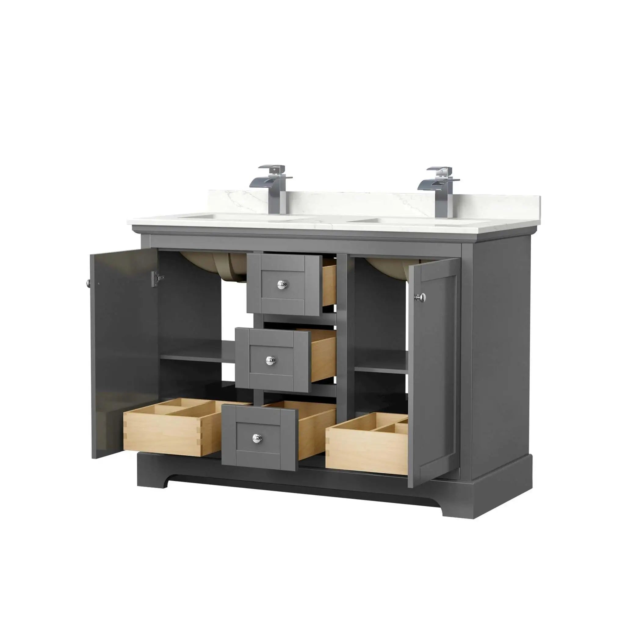 48" Avery Double Bathroom Vanity in Dark Gray with Polished Chrome Trim by Wyndham