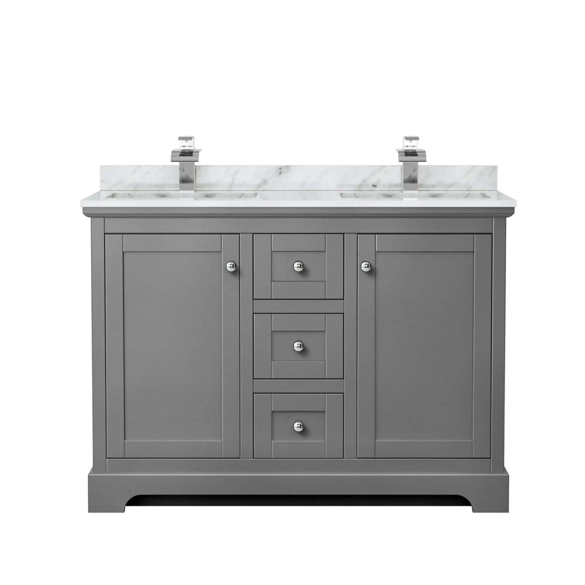 48" Avery Double Bathroom Vanity in Dark Gray with Polished Chrome Trim by Wyndham