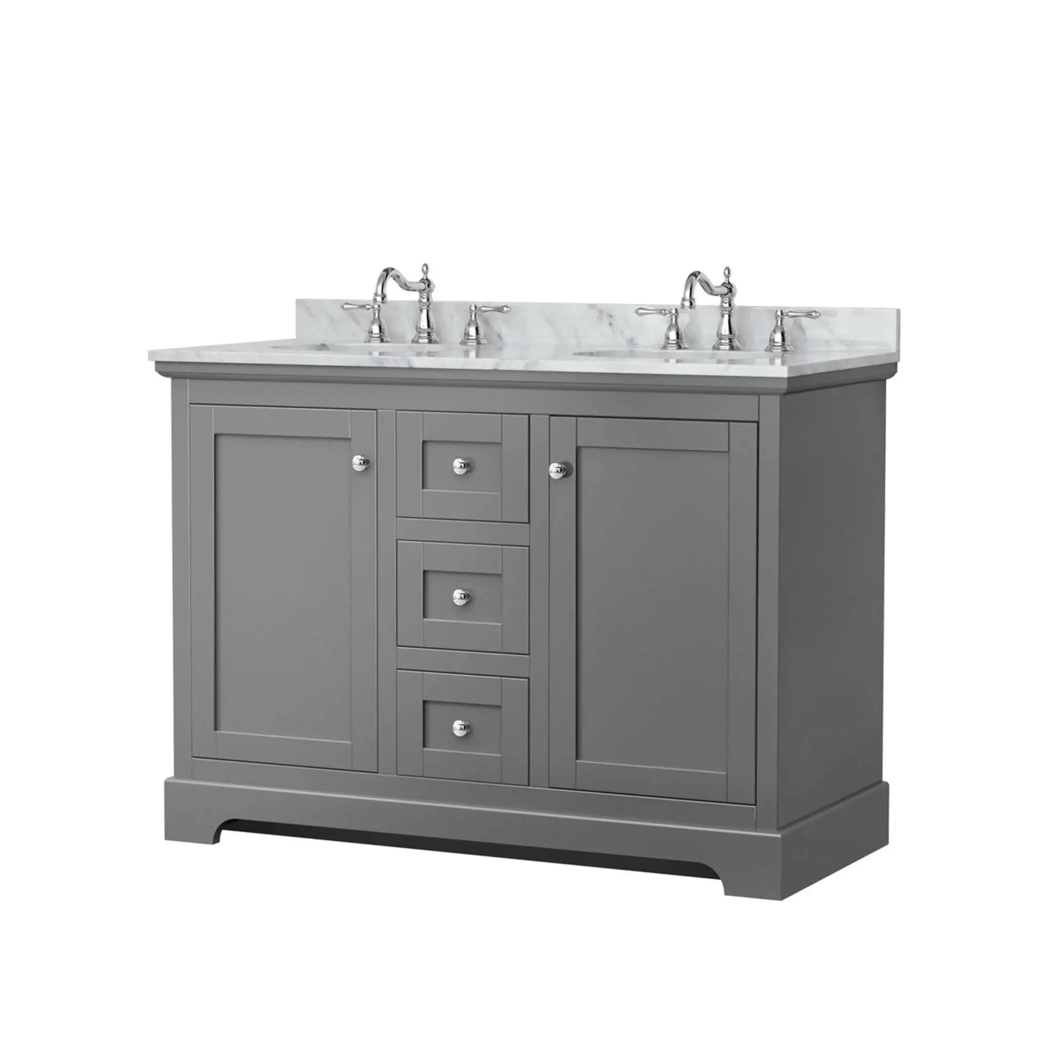 48" Avery Double Bathroom Vanity in Dark Gray with Polished Chrome Trim by Wyndham