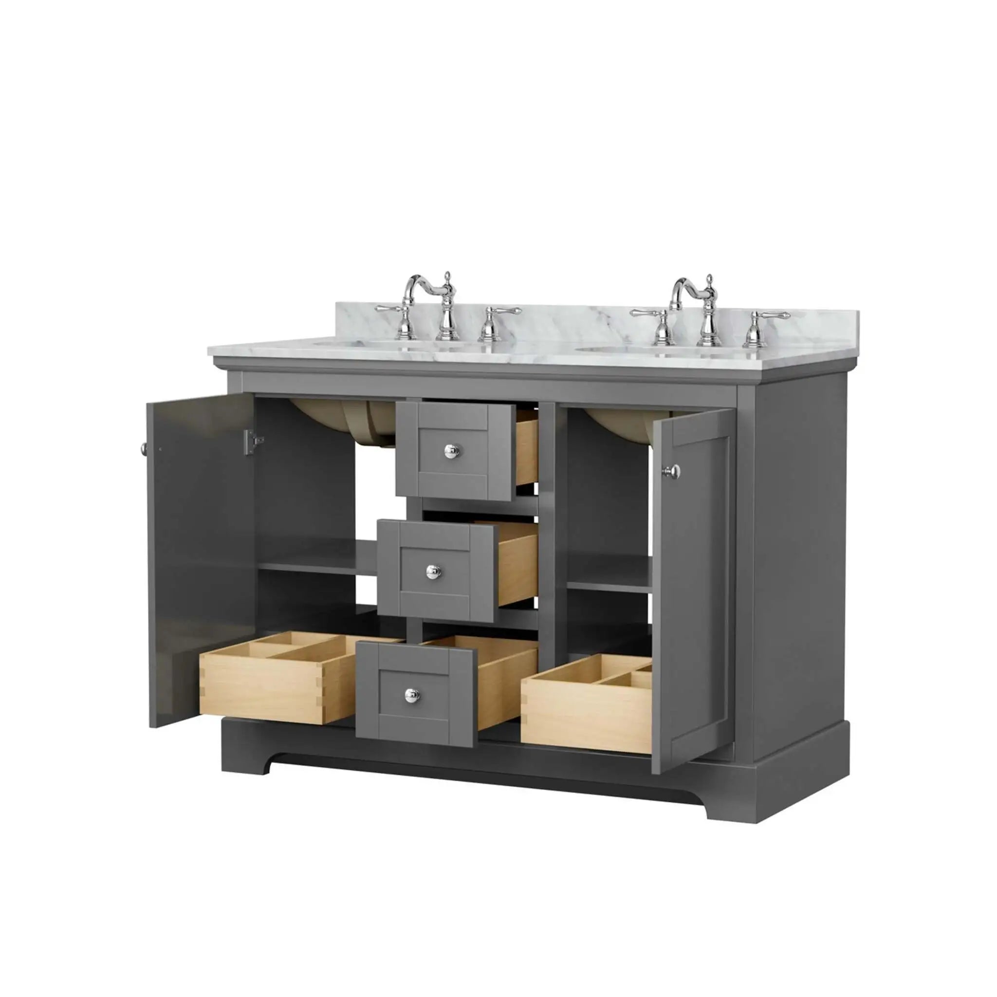 48" Avery Double Bathroom Vanity in Dark Gray with Polished Chrome Trim by Wyndham