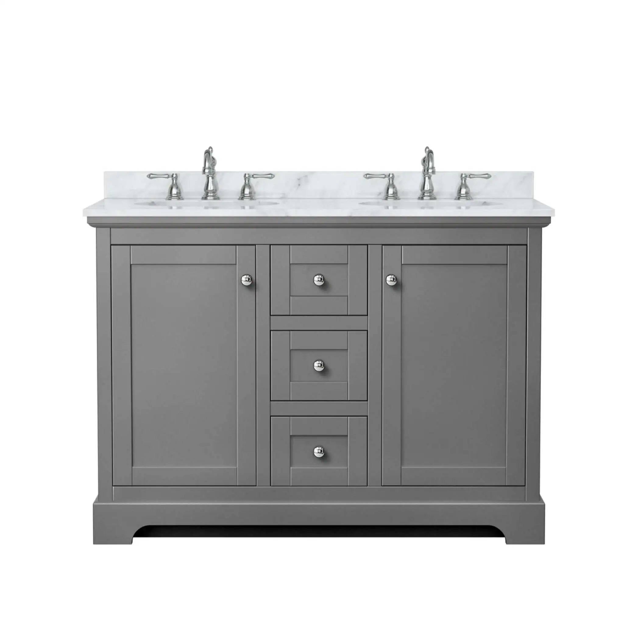 48" Avery Double Bathroom Vanity in Dark Gray with Polished Chrome Trim by Wyndham