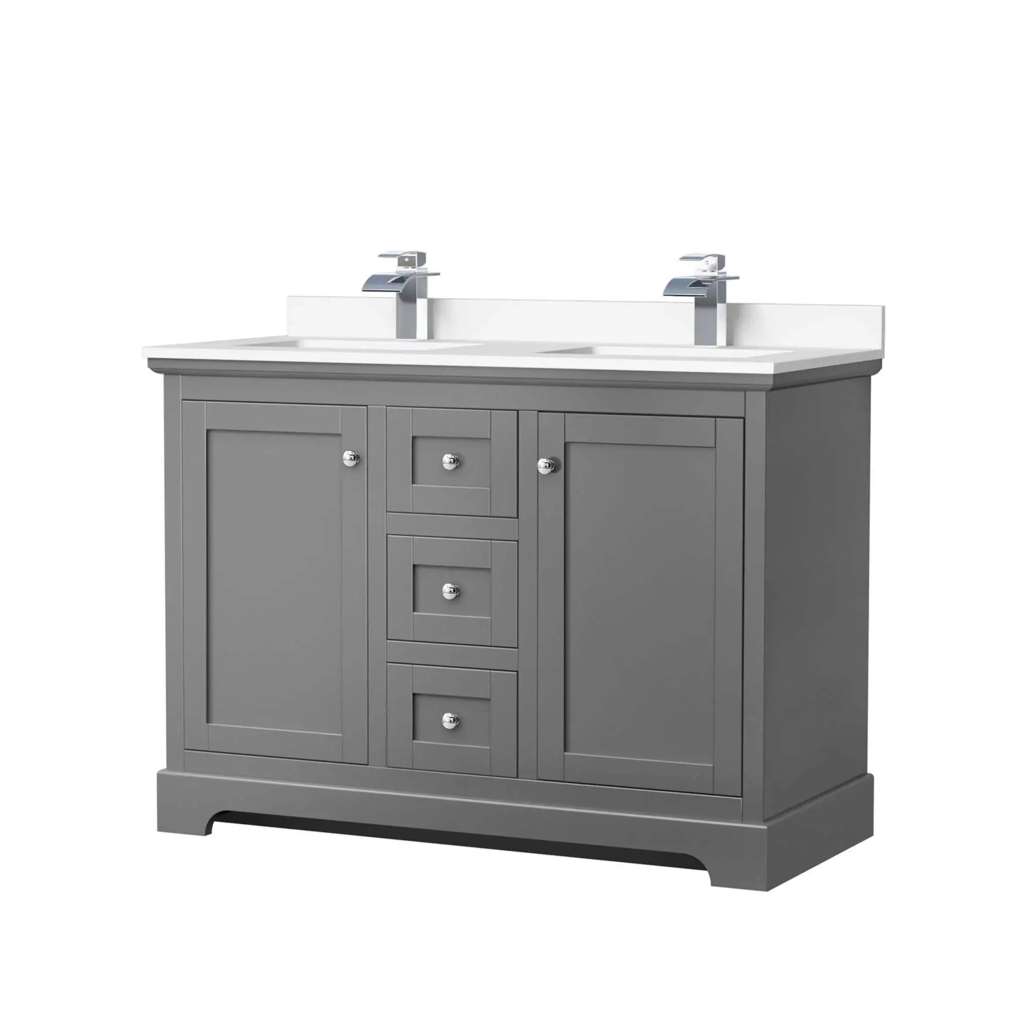 48" Avery Double Bathroom Vanity in Dark Gray with Polished Chrome Trim by Wyndham
