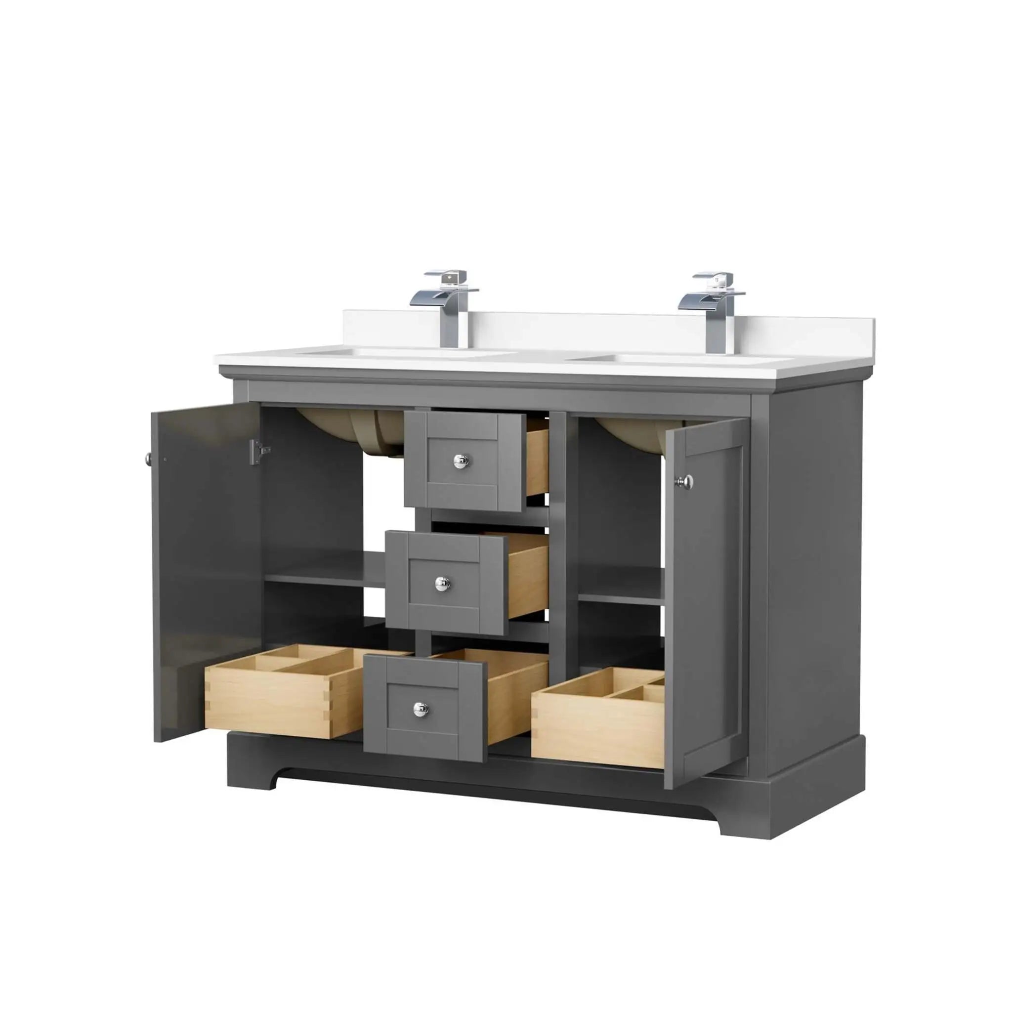 48" Avery Double Bathroom Vanity in Dark Gray with Polished Chrome Trim by Wyndham