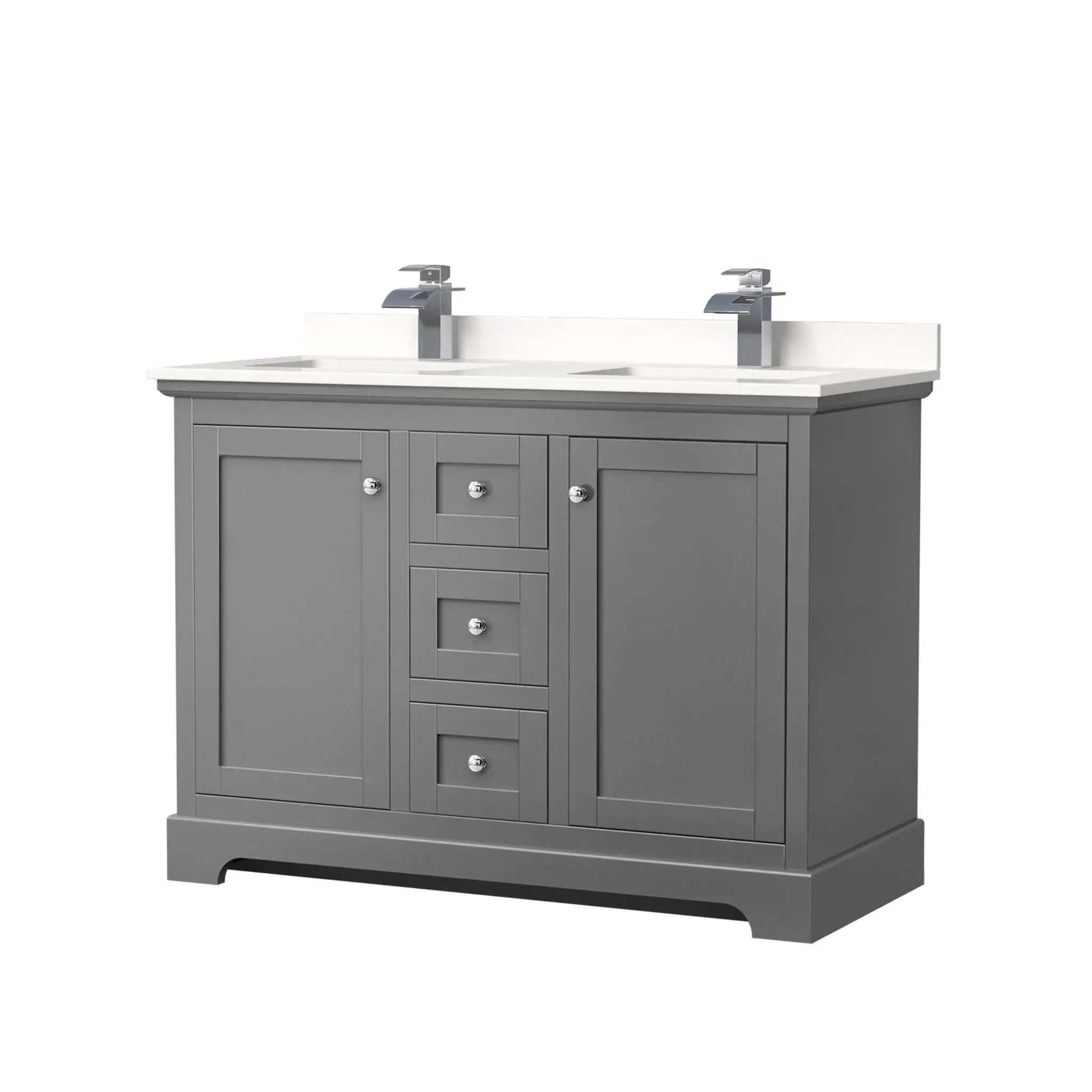 48" Avery Double Bathroom Vanity in Dark Gray with Polished Chrome Trim by Wyndham