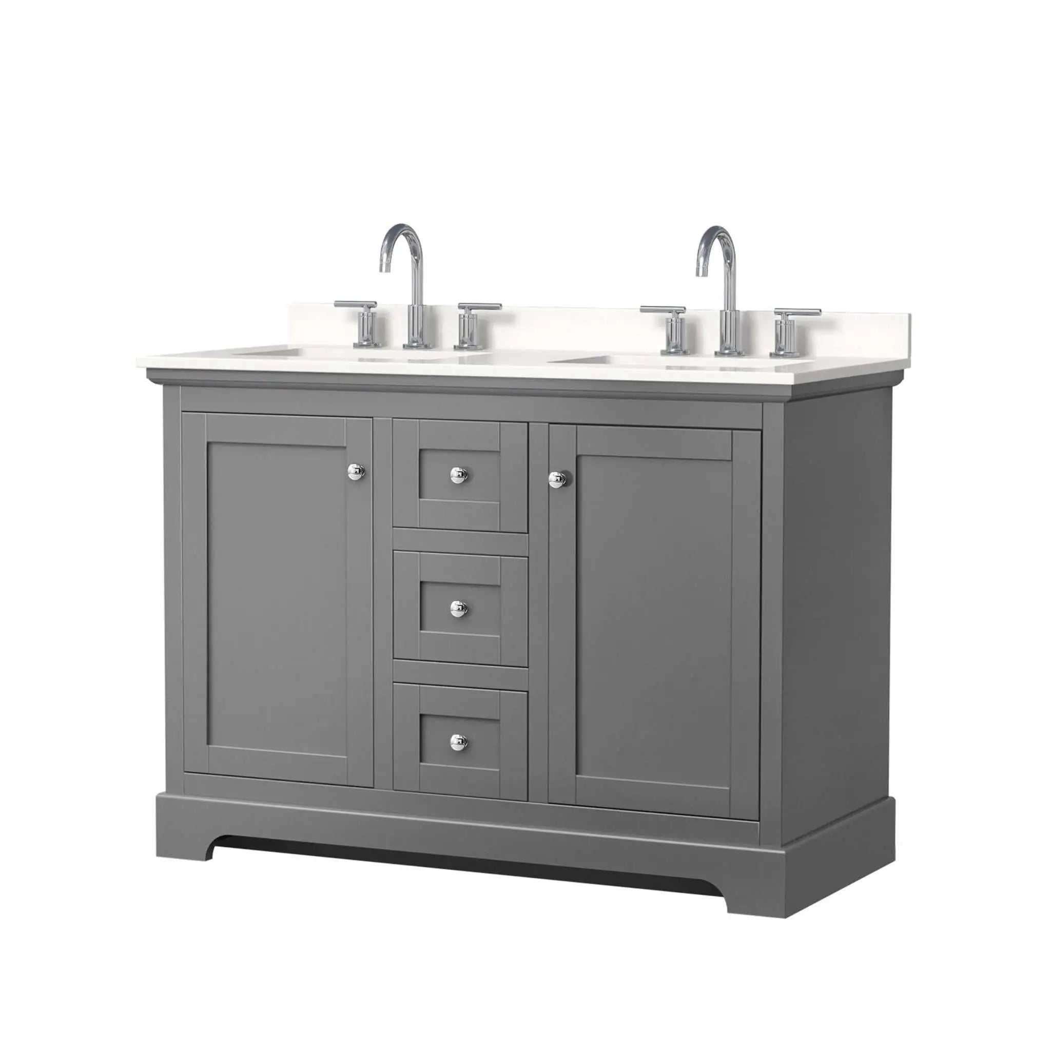 48" Avery Double Bathroom Vanity in Dark Gray with Polished Chrome Trim by Wyndham