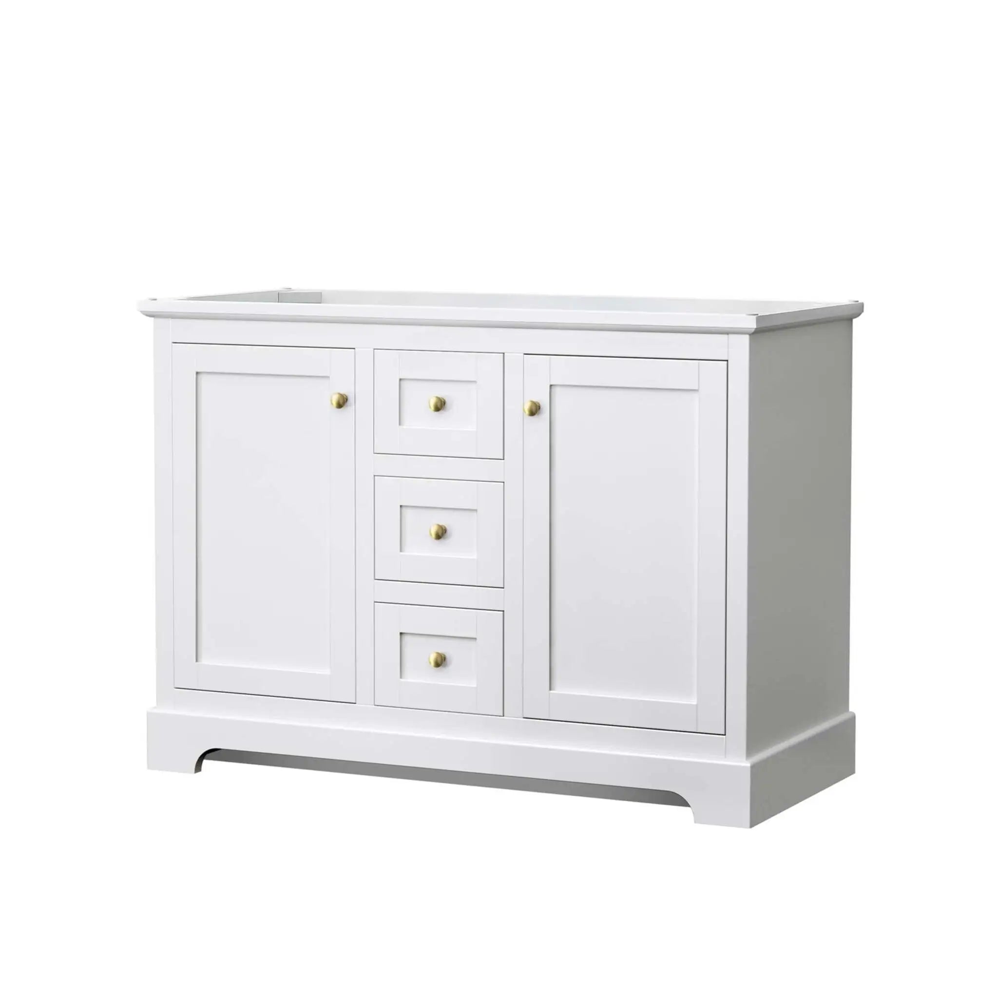 48" Avery Double Bathroom Vanity in White with Brushed Gold Trim by Wyndham