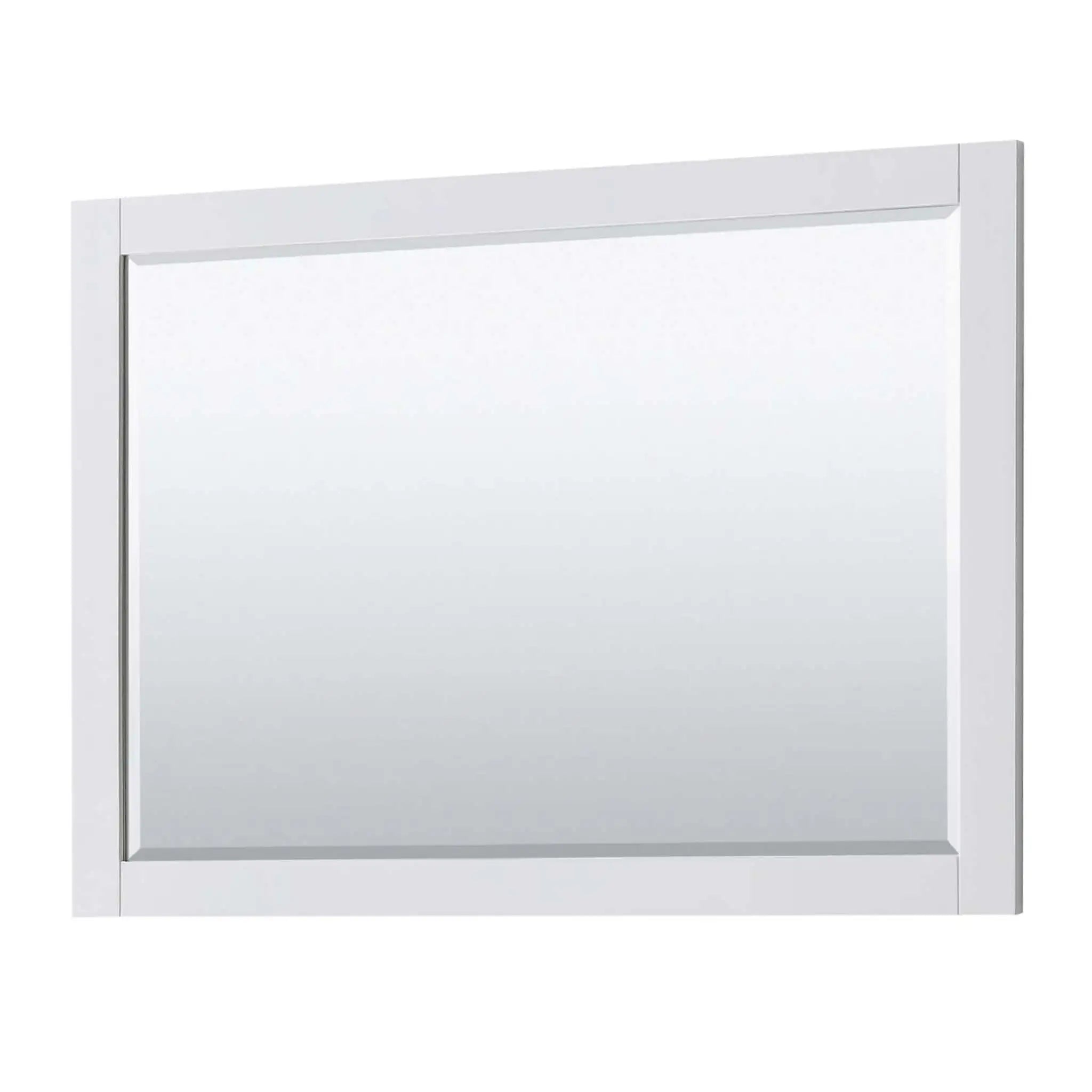 48" Avery Double Bathroom Vanity in White with Matte Black Trim & 46" Mirror by Wyndham