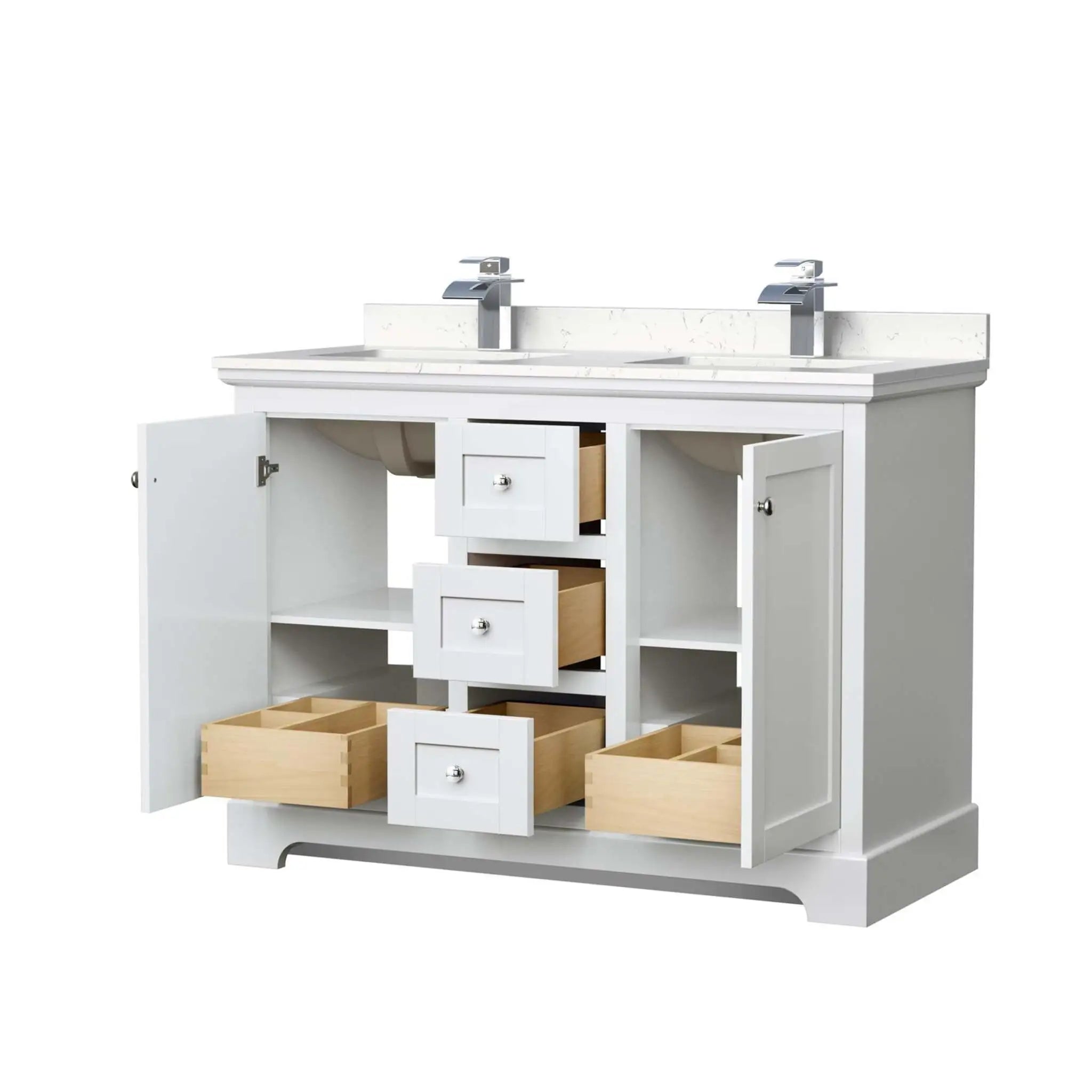 48" Avery Double Bathroom Vanity in White with Polished Chrome Trim by Wyndham