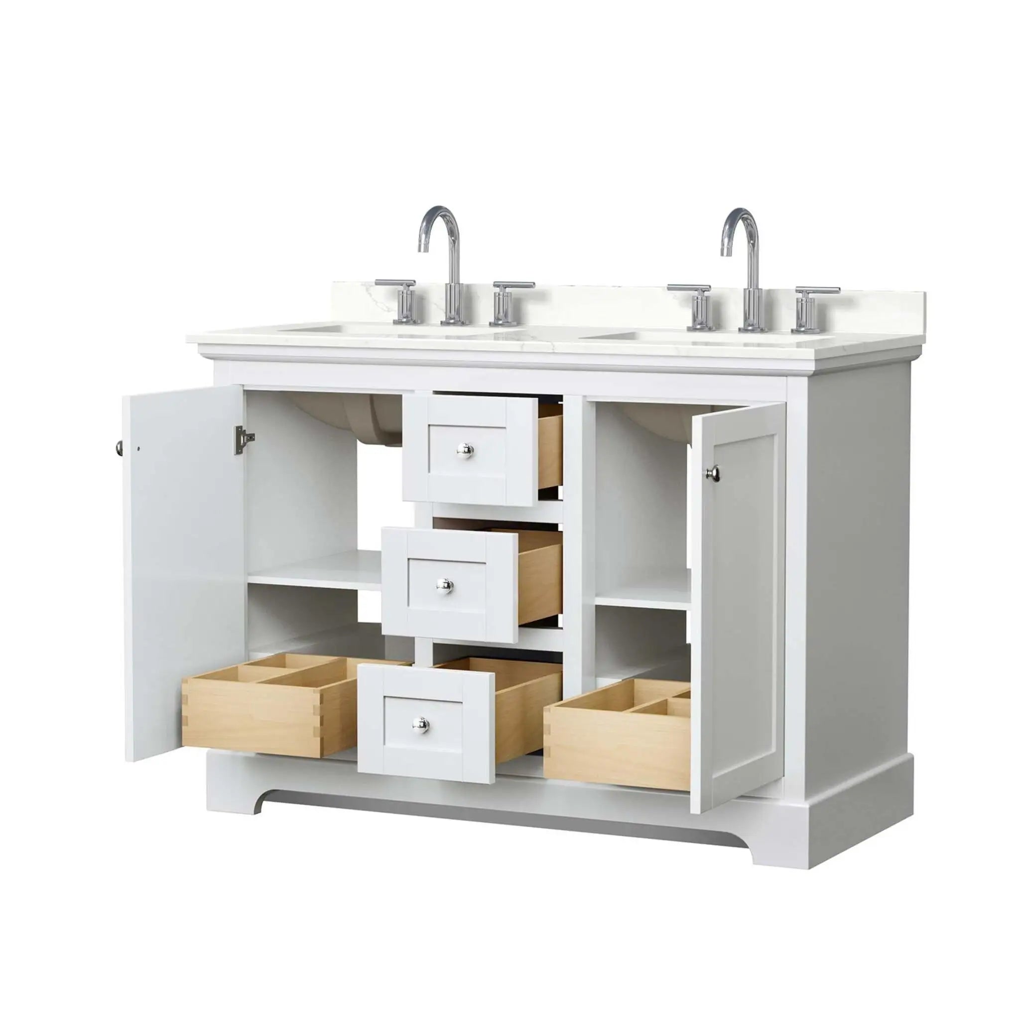 48" Avery Double Bathroom Vanity in White with Polished Chrome Trim by Wyndham