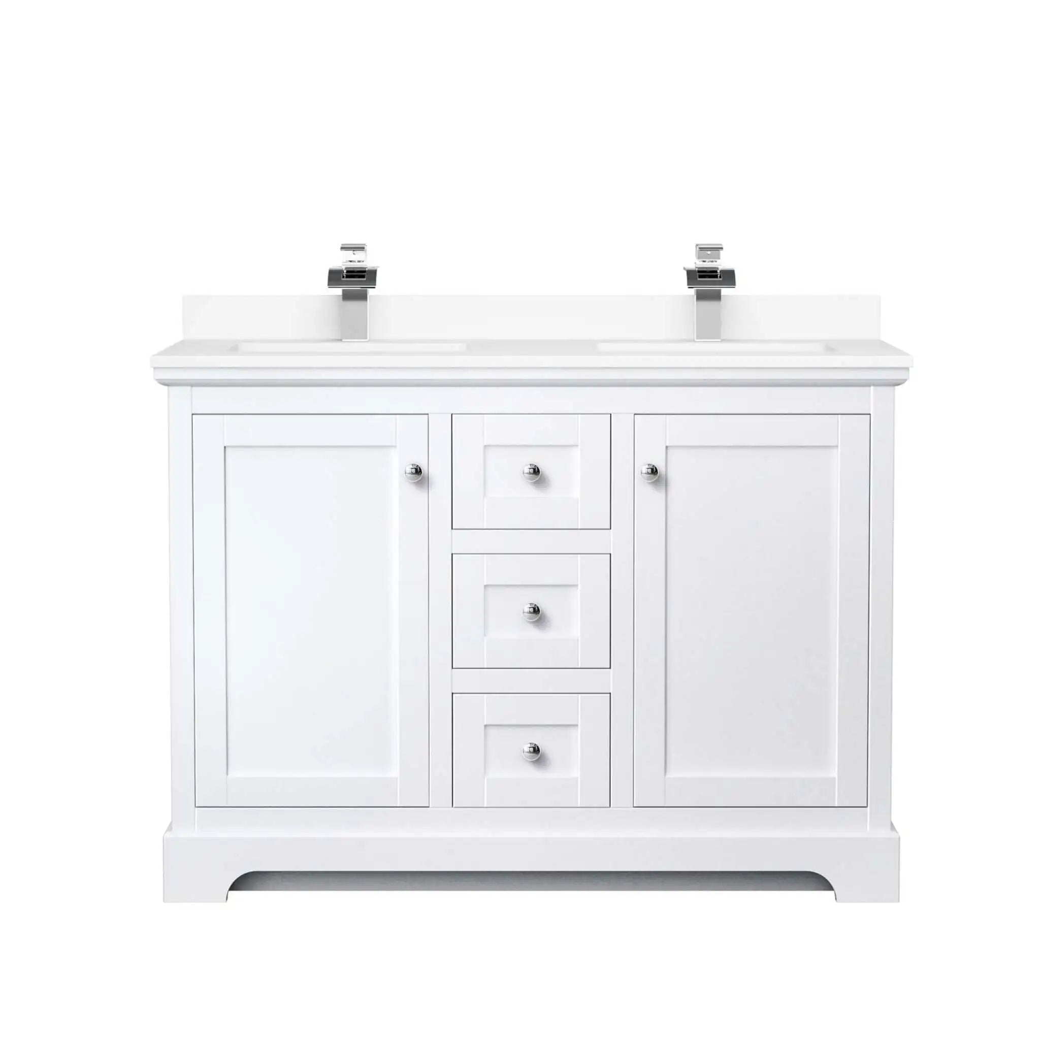 48" Avery Double Bathroom Vanity in White with Polished Chrome Trim by Wyndham