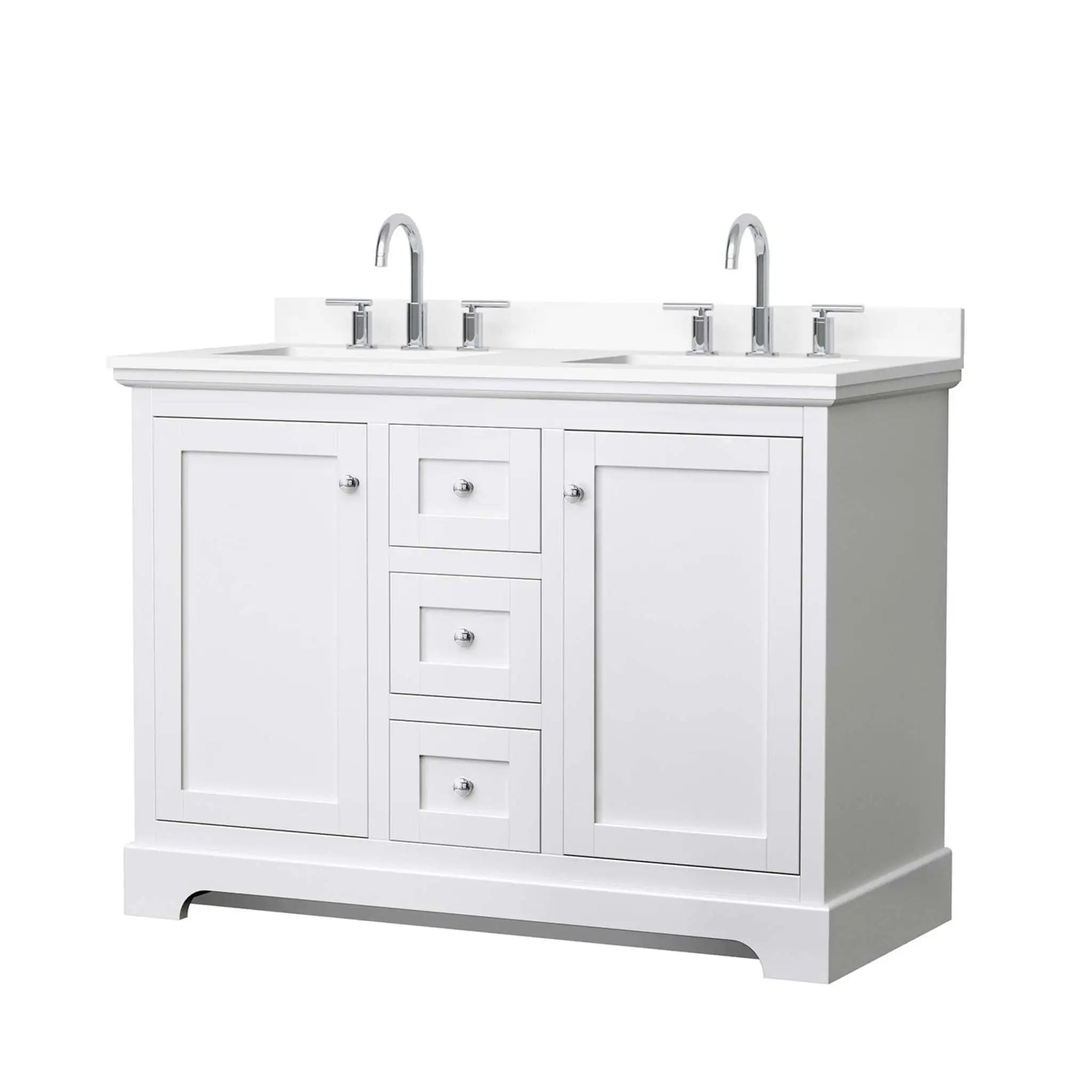 48" Avery Double Bathroom Vanity in White with Polished Chrome Trim by Wyndham