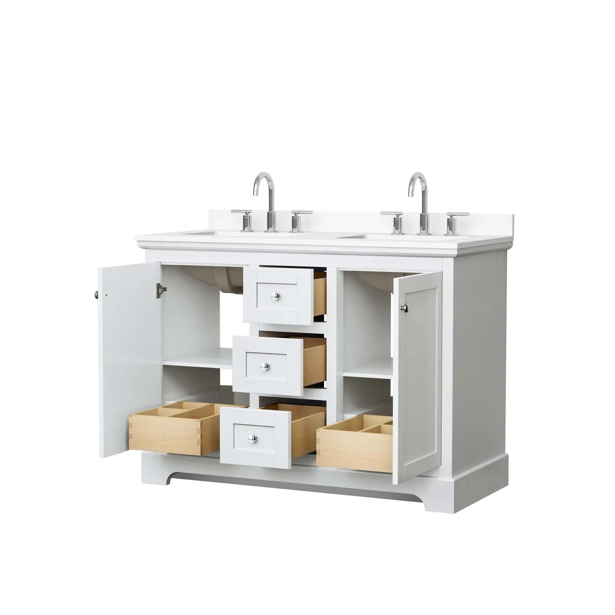 48" Avery Double Bathroom Vanity in White with Polished Chrome Trim by Wyndham