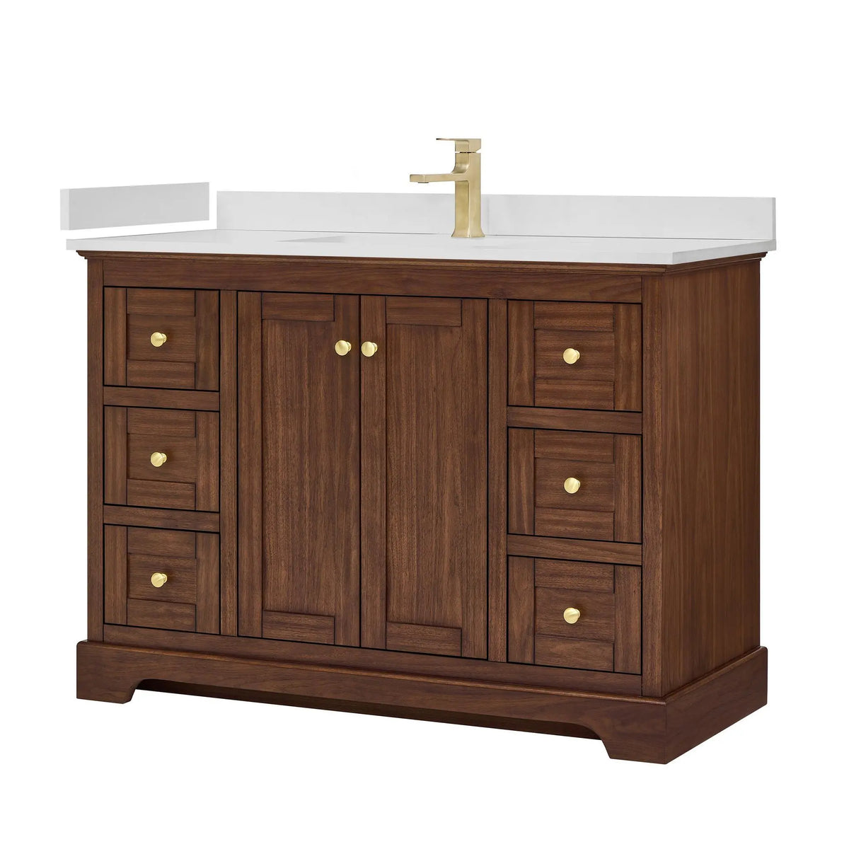 48" Avery Single Bathroom Vanity Dark Walnut Brushed Gold Trim by wyndham View 25