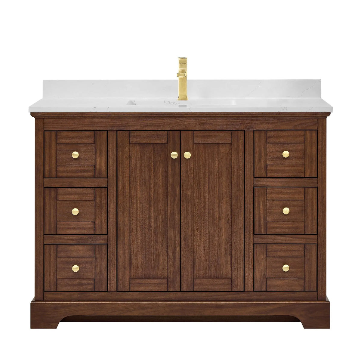 48" Avery Single Bathroom Vanity Dark Walnut Brushed Gold Trim by wyndham View 26