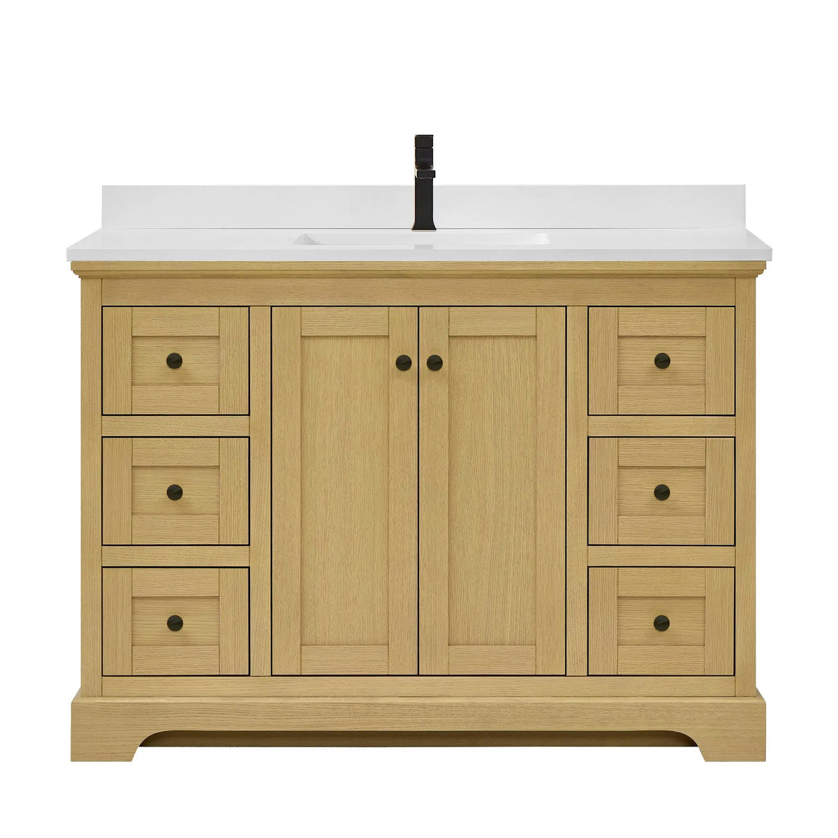 48" Avery Single Bathroom Vanity Honey Oak Matte Black Trim by wyndham View 31