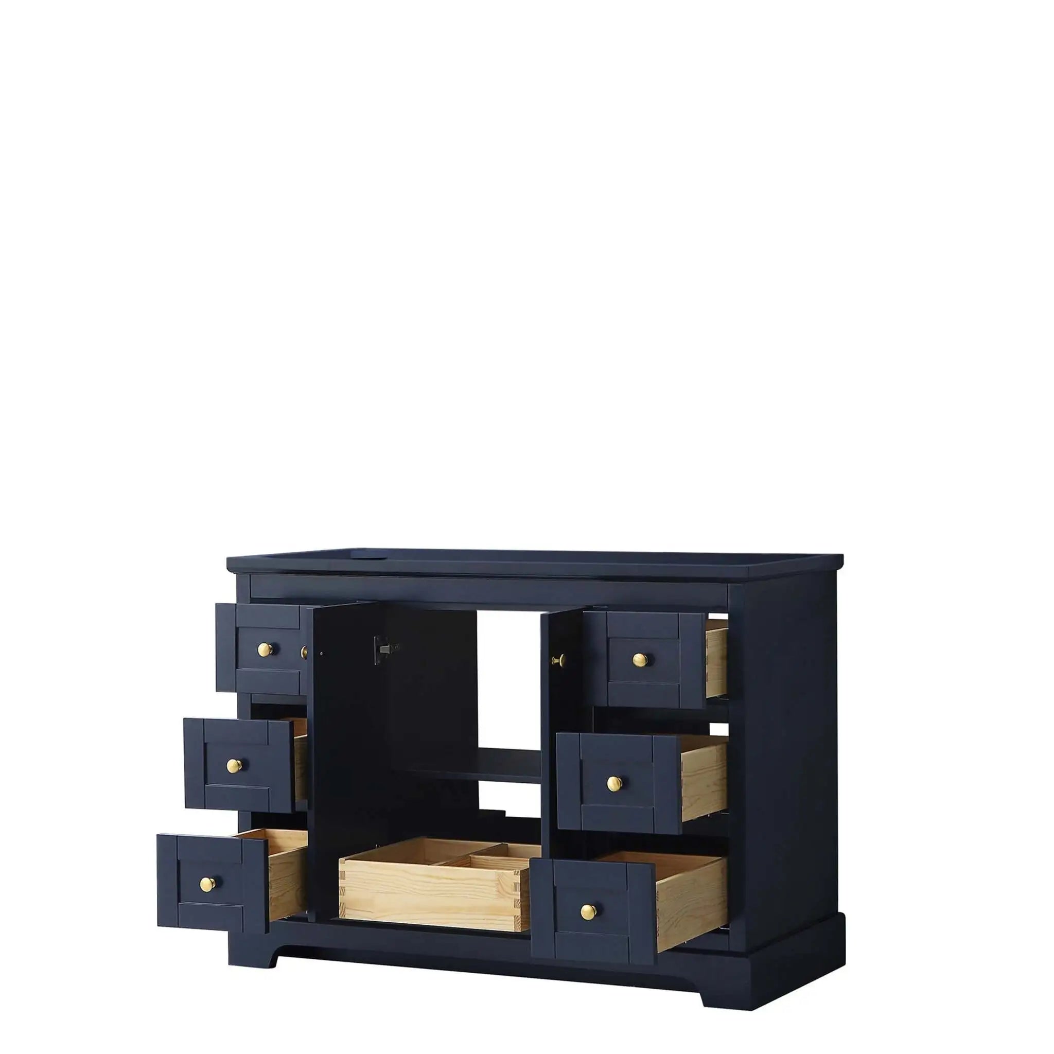 48" Avery Single Bathroom Vanity in Dark Blue with Brushed Gold Trim by Wyndham
