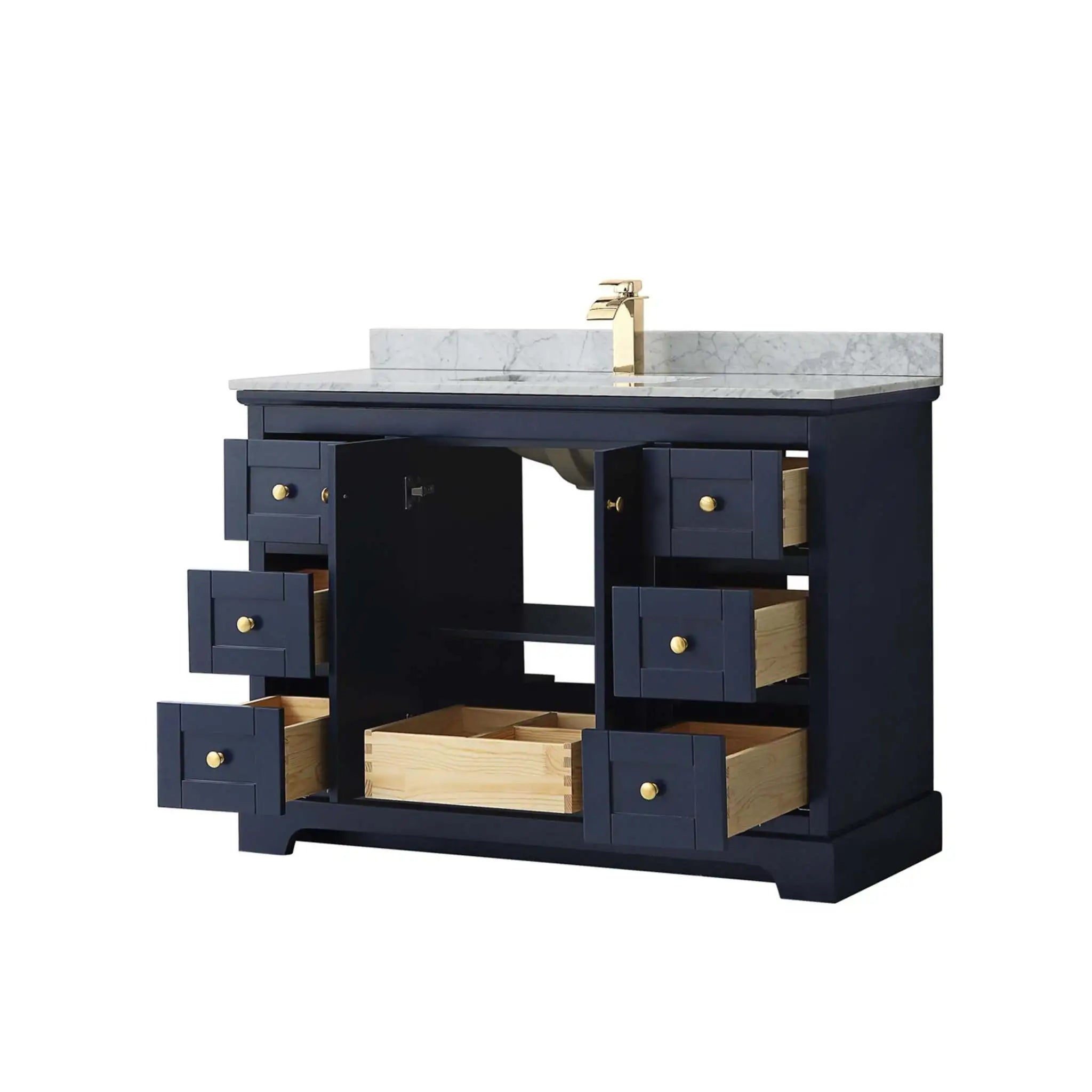 48" Avery Single Bathroom Vanity in Dark Blue with Brushed Gold Trim by Wyndham