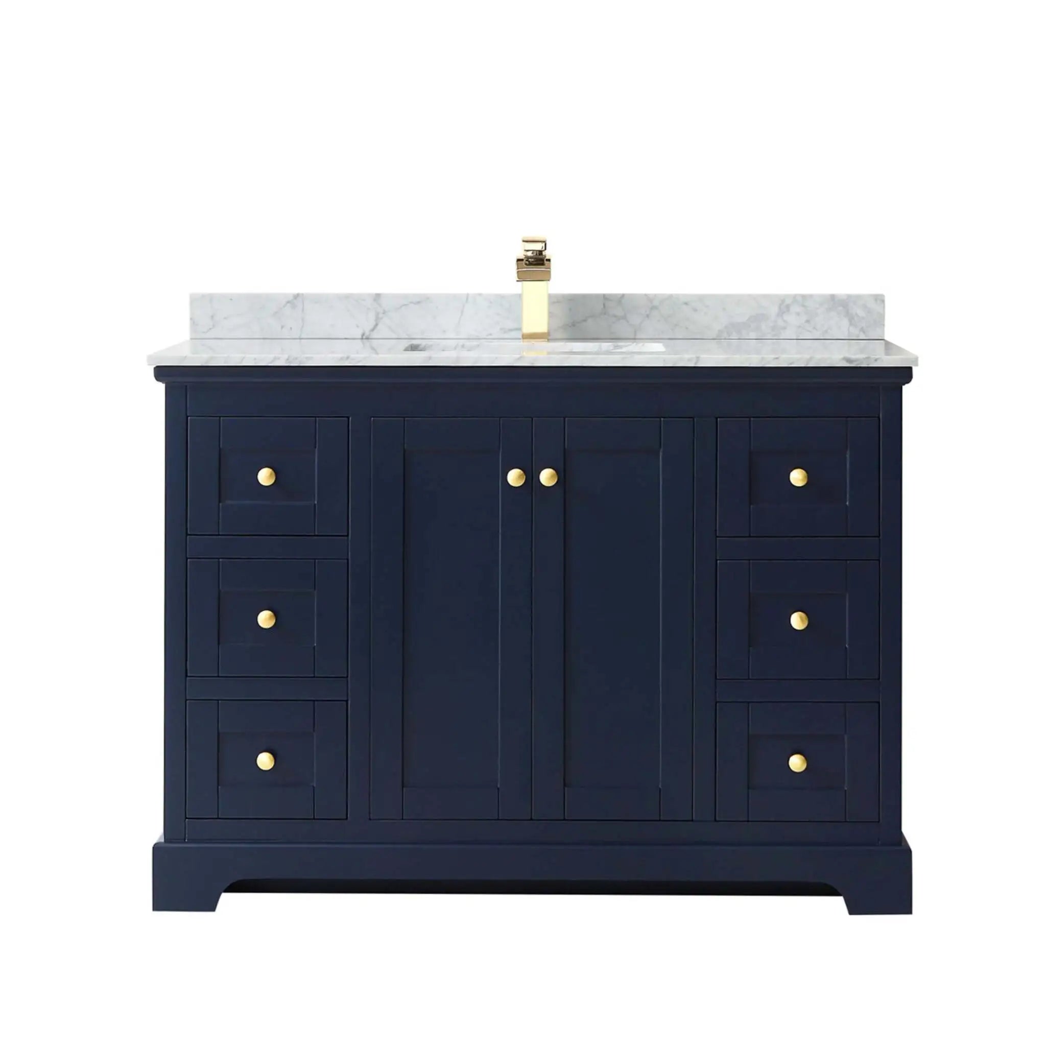 48" Avery Single Bathroom Vanity in Dark Blue with Brushed Gold Trim by Wyndham