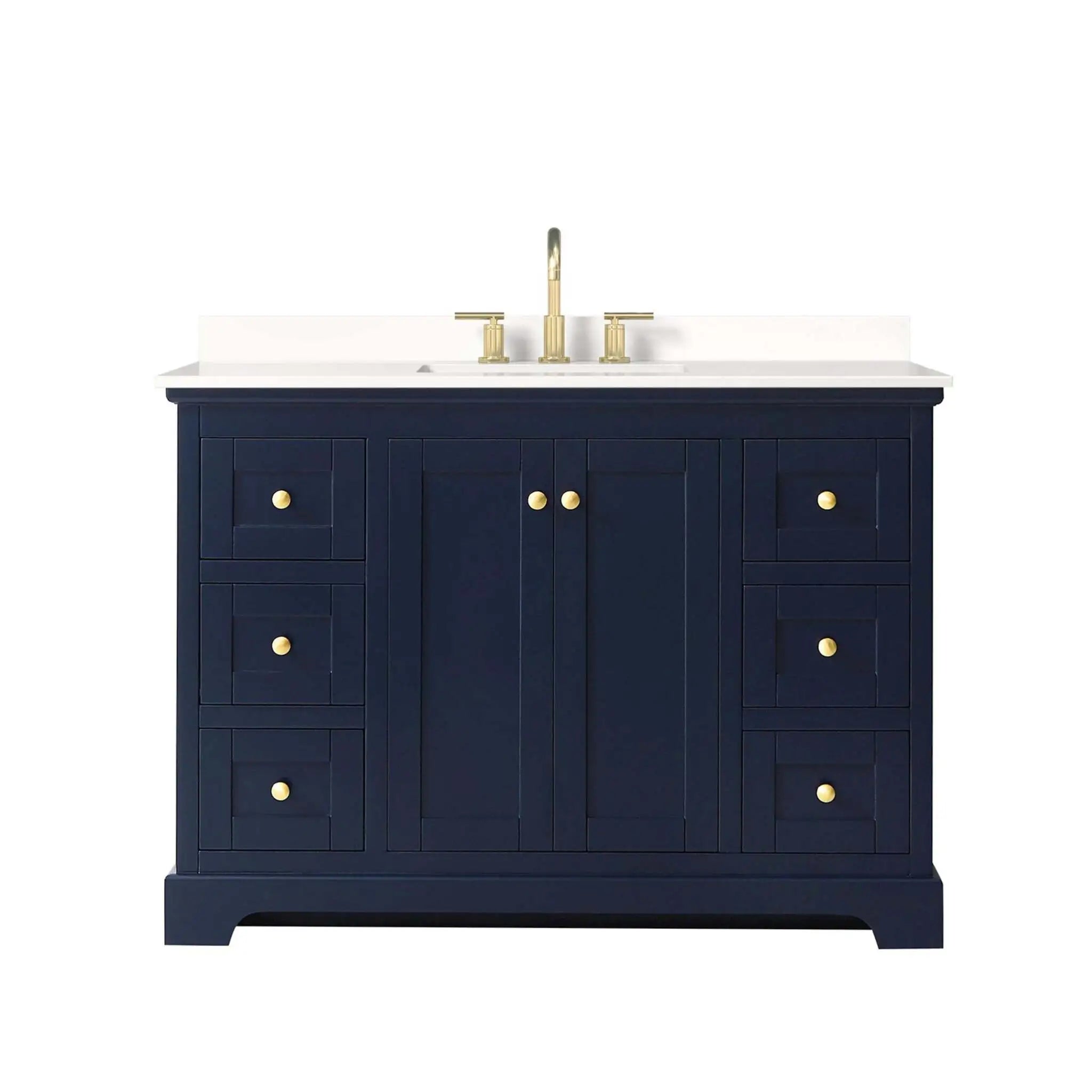 48" Avery Single Bathroom Vanity in Dark Blue with Brushed Gold Trim by Wyndham