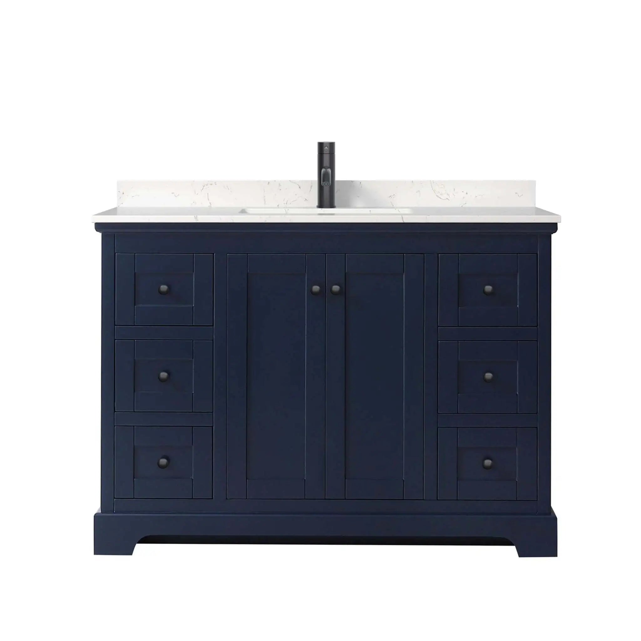 48" Avery Single Bathroom Vanity in Dark Blue with Matte Black Trim by Wyndham