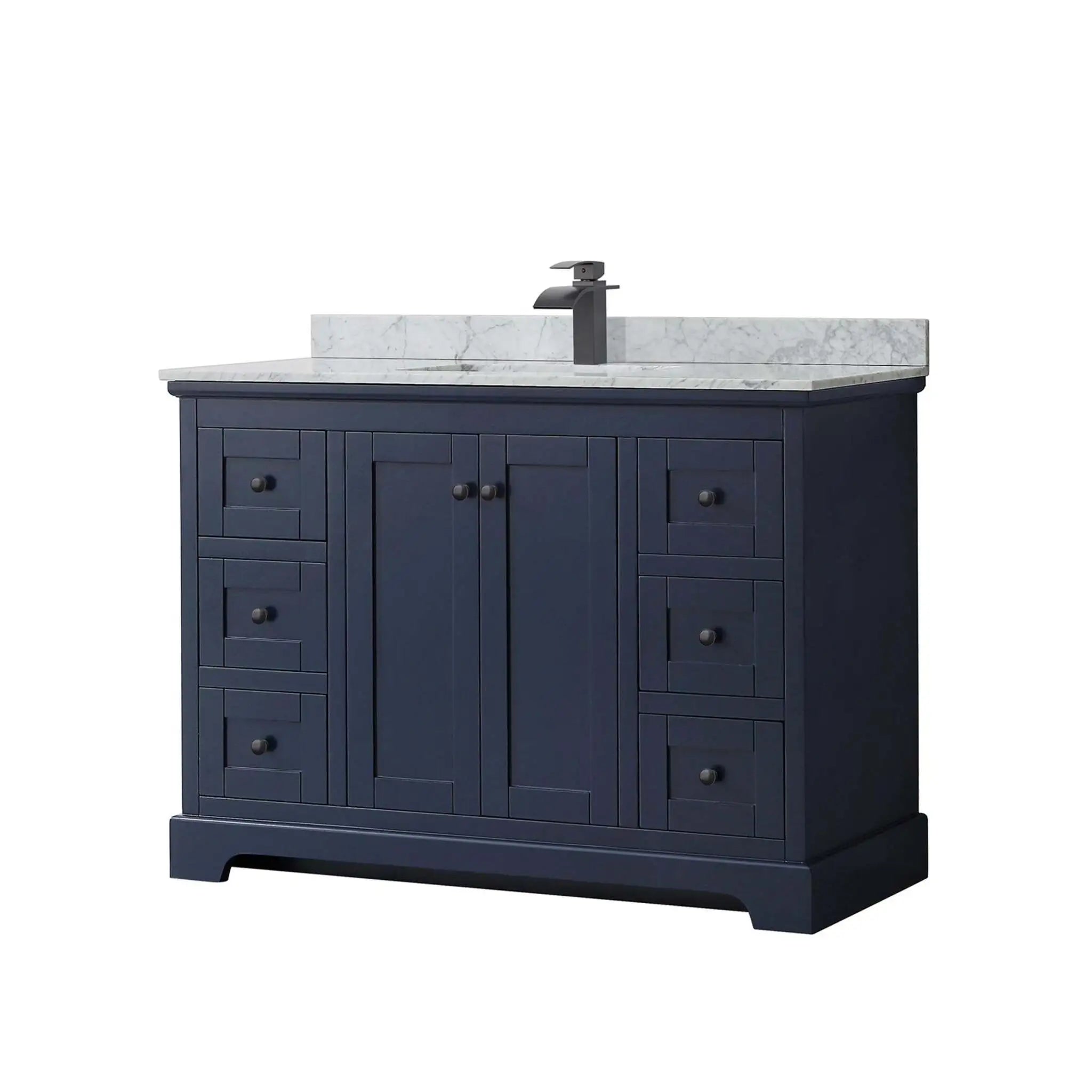48" Avery Single Bathroom Vanity in Dark Blue with Matte Black Trim by Wyndham