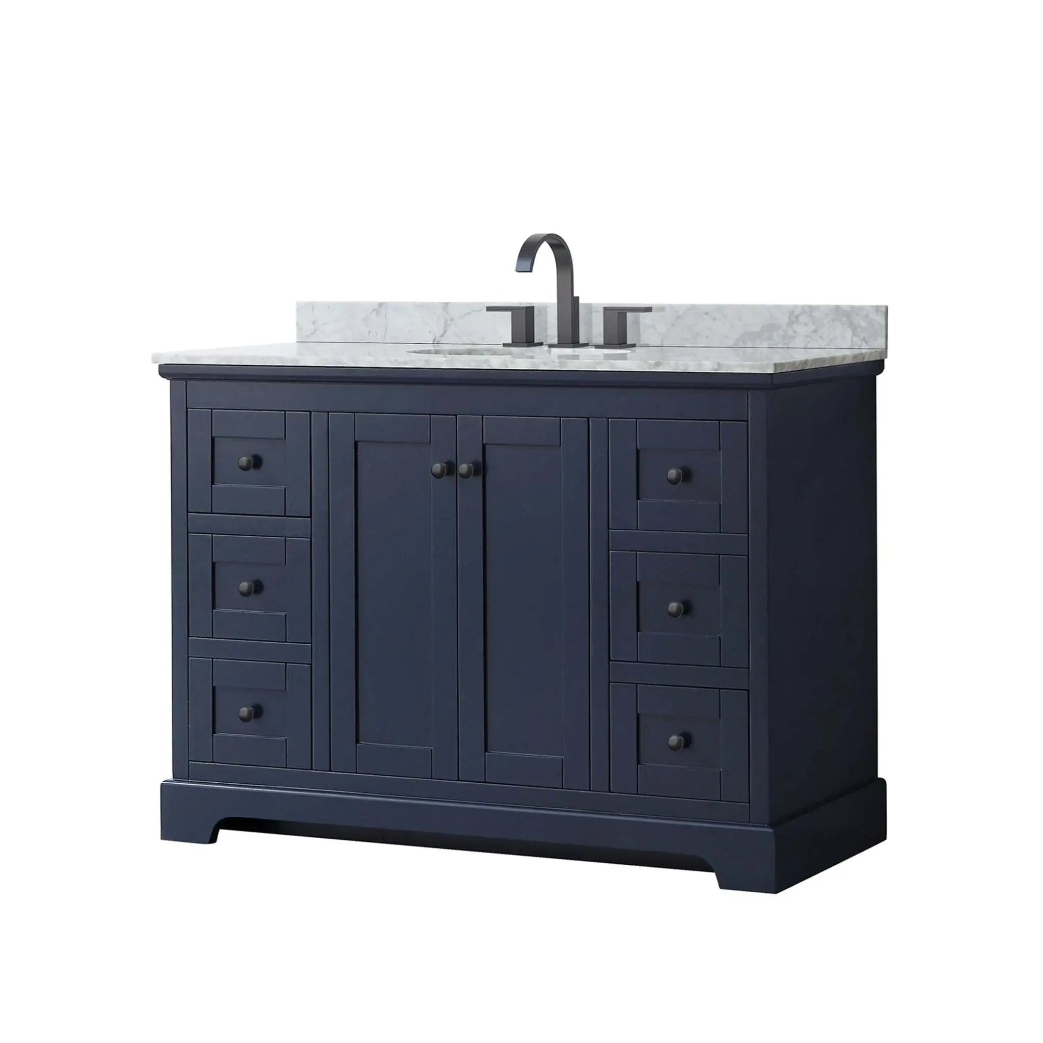 48" Avery Single Bathroom Vanity in Dark Blue with Matte Black Trim by Wyndham