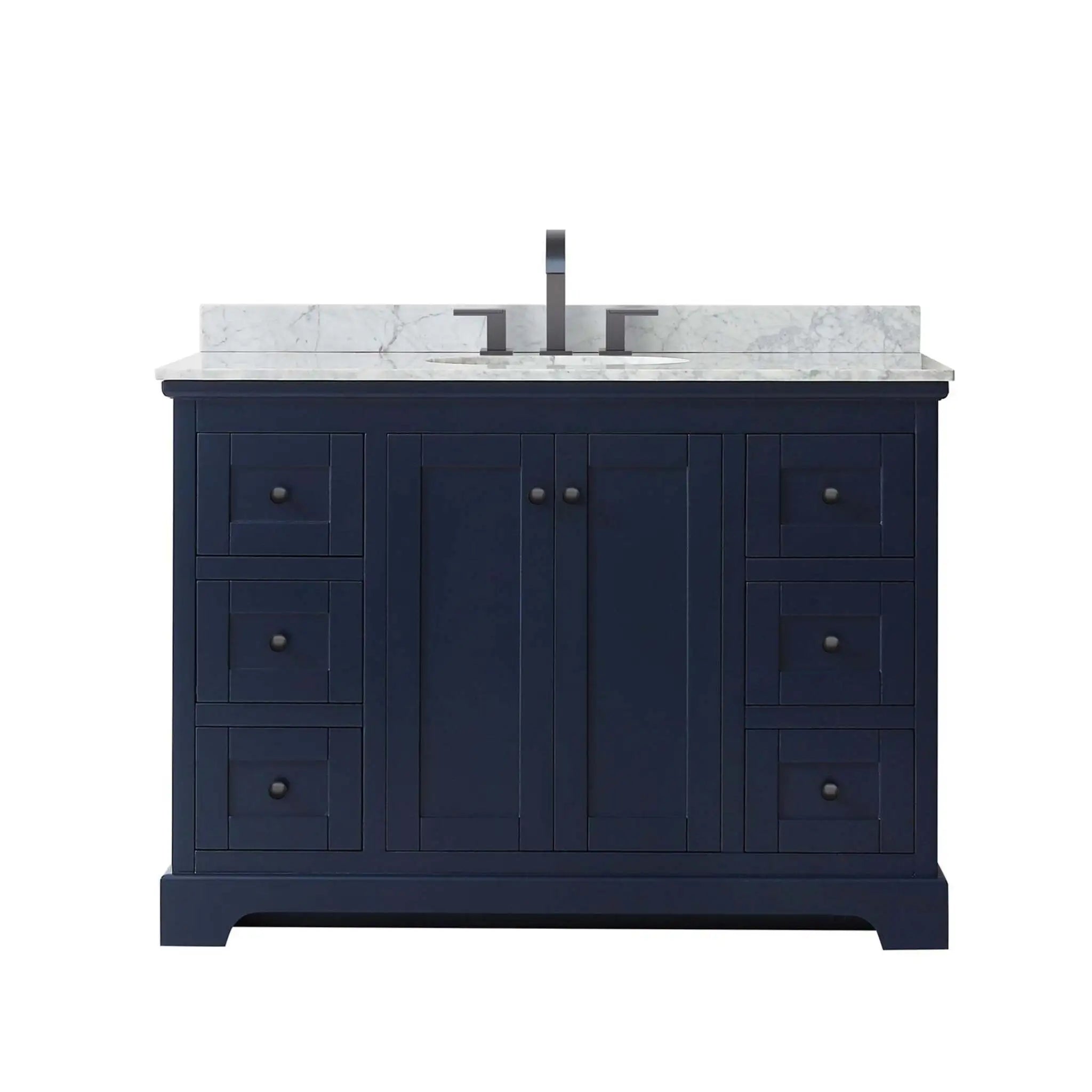 48" Avery Single Bathroom Vanity in Dark Blue with Matte Black Trim by Wyndham