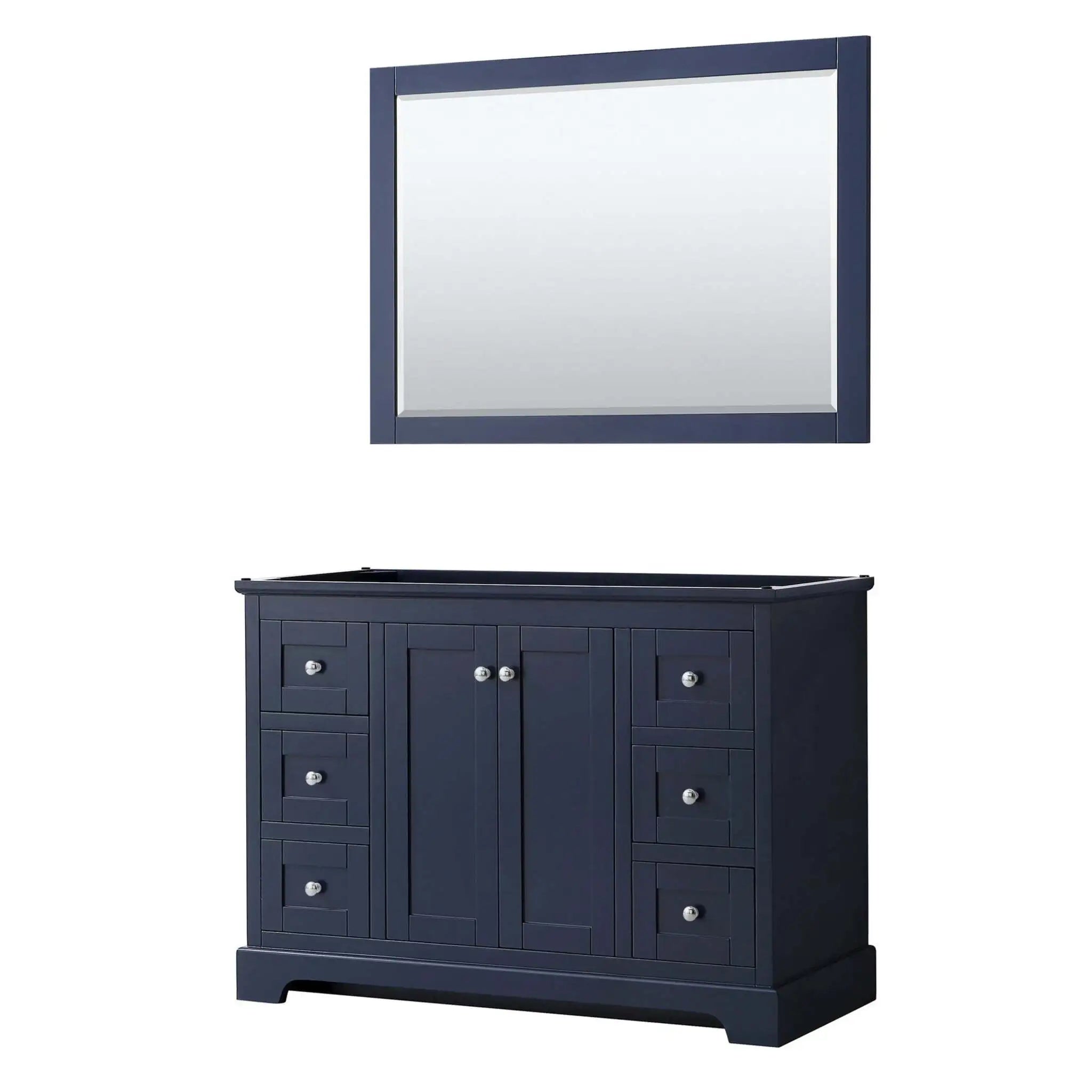 48" Avery Single Bathroom Vanity in Dark Blue with Polished Chrome Trim & 46" Mirror by Wyndham